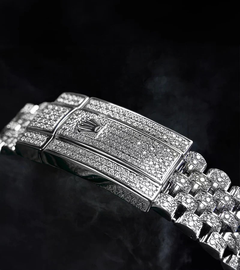 GMT-Master II "Batgirl" – Custom Diamond-Set with Blue/Black Gemstone bezel Iced Out