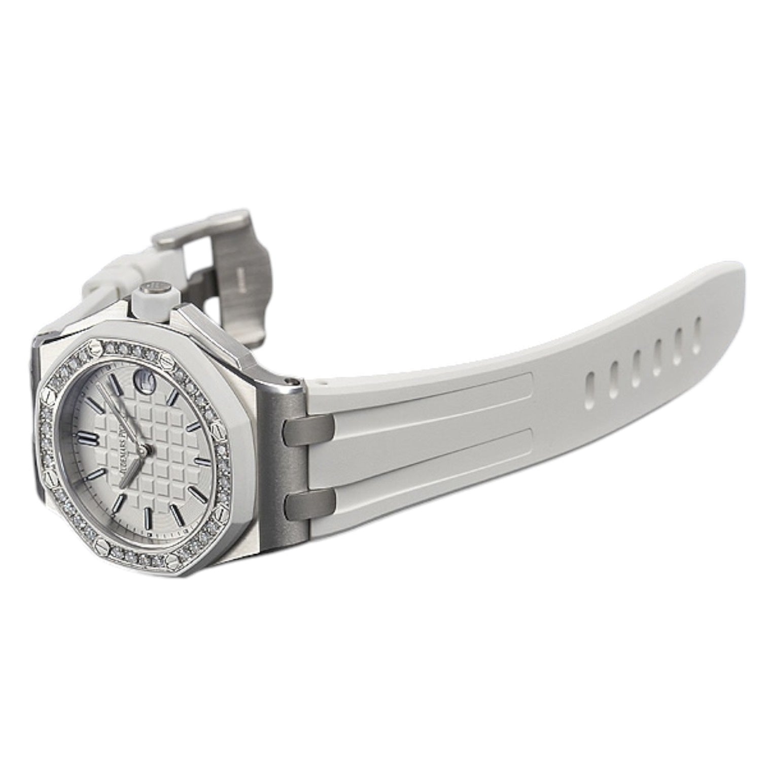 Royal Oak Offshore Lady Quartz Diamonds White Rubber Strap Watch for Women