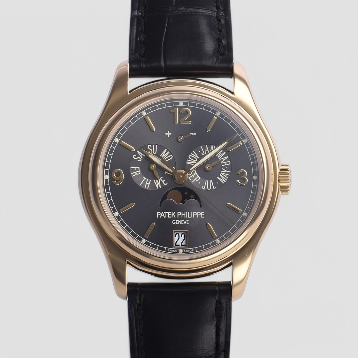 Annual Calendar Grey Dial Yellow Gold