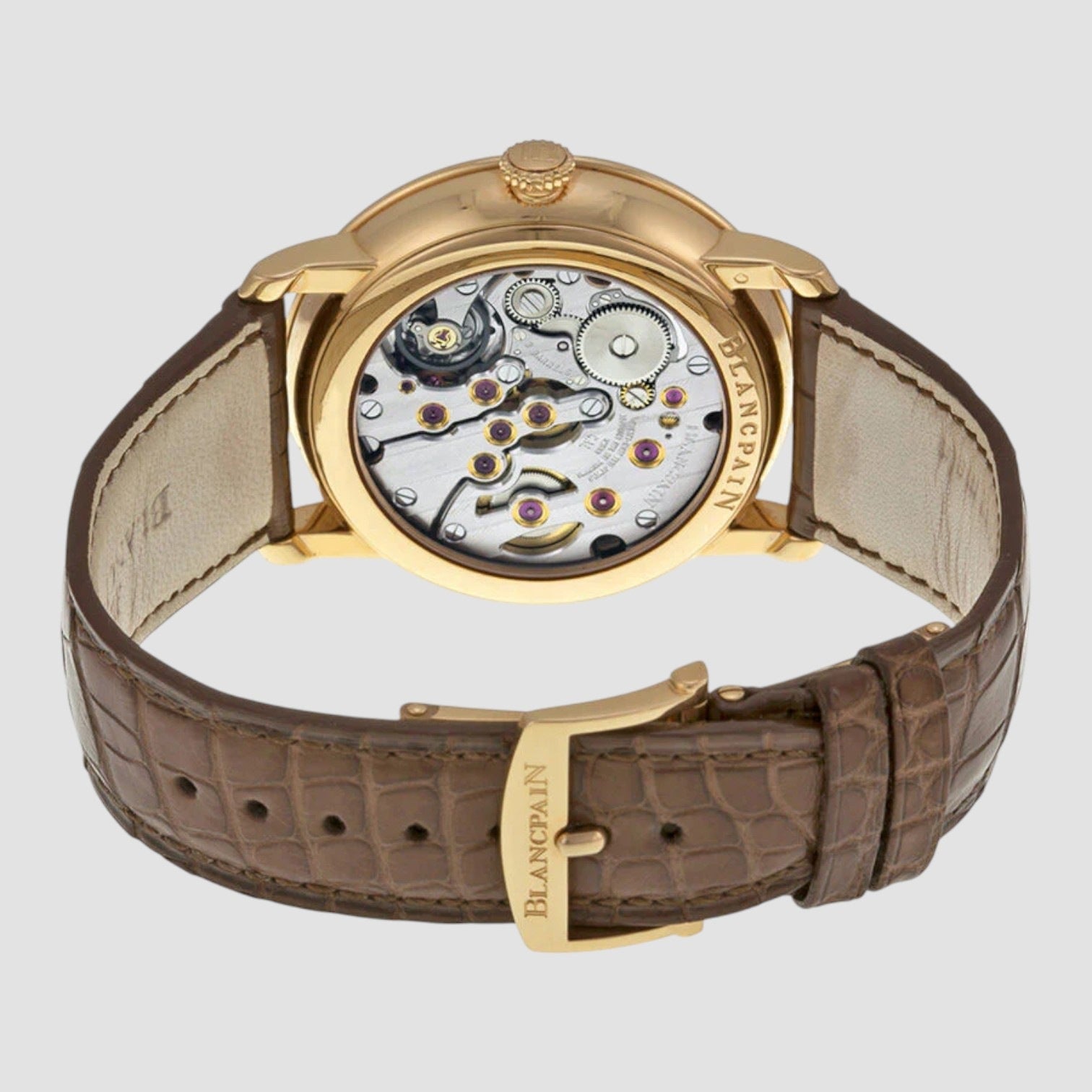 Villeret 18kt Rose Gold 8 Days Black Dial Black Leather Unisex Watch