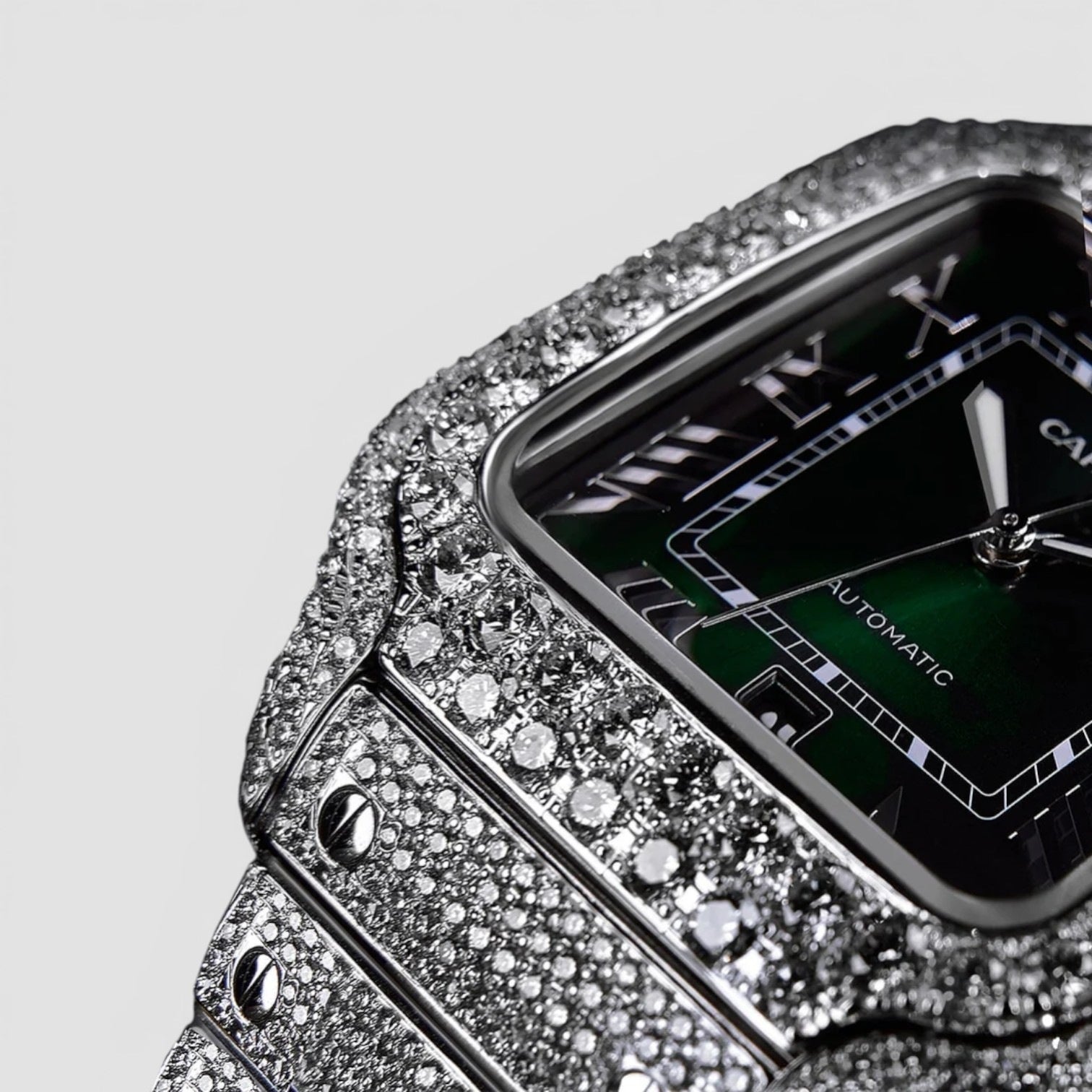 Cartier Santos Custom Diamond-Set with Green Dial
