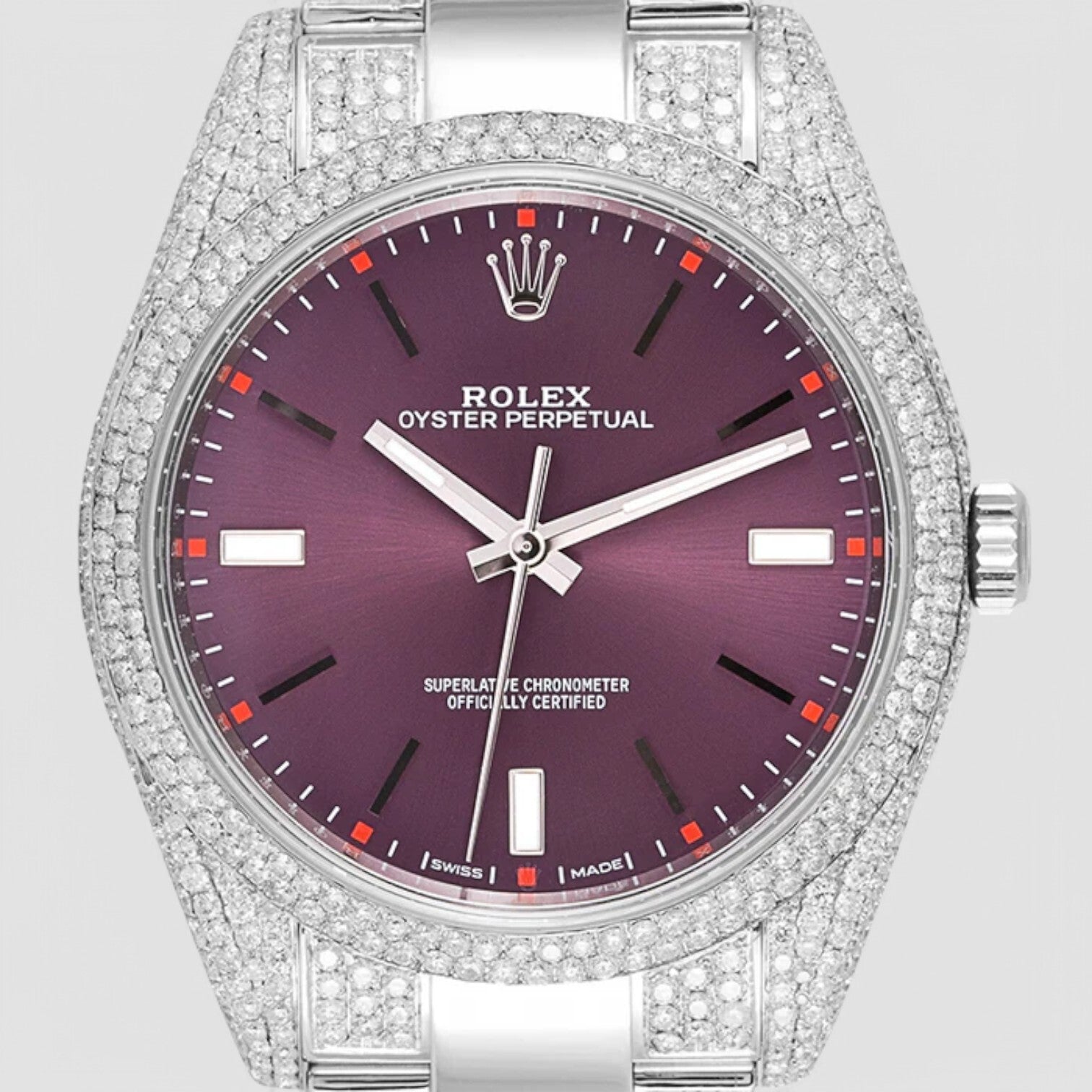 Oyster Perpetual 39 Red Grape 114300 Iced Out