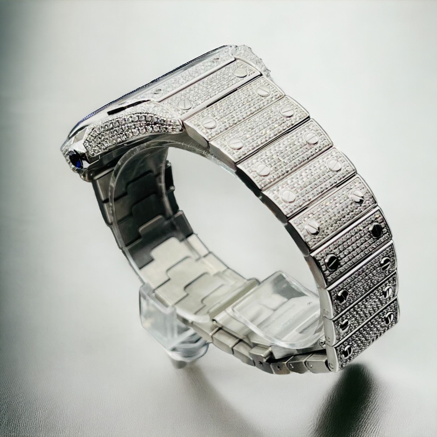 Cartier Santos – New – Iced Out – Large – Arabic Pave Dial