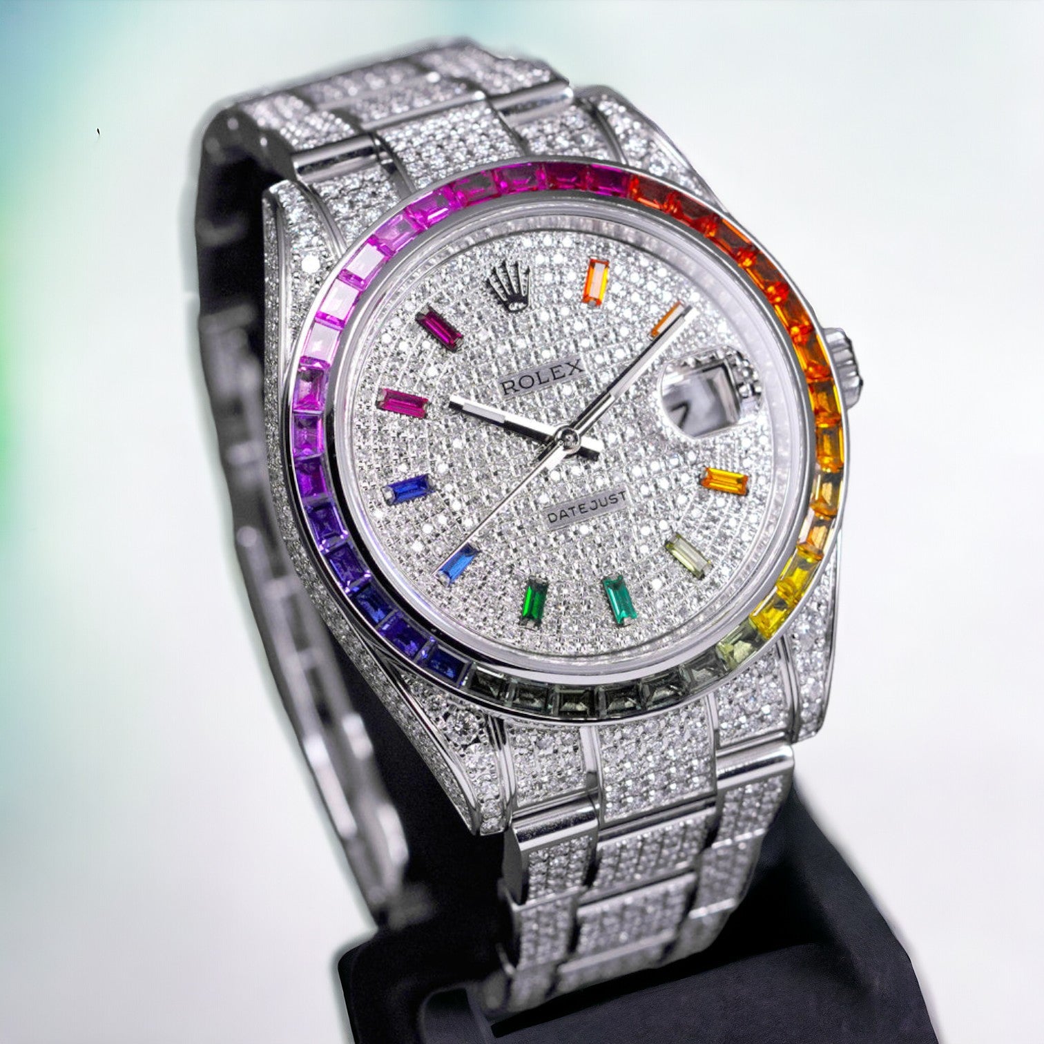 Datejust 41 Oyster - Iced Out Rainbow - Custom Diamond Set