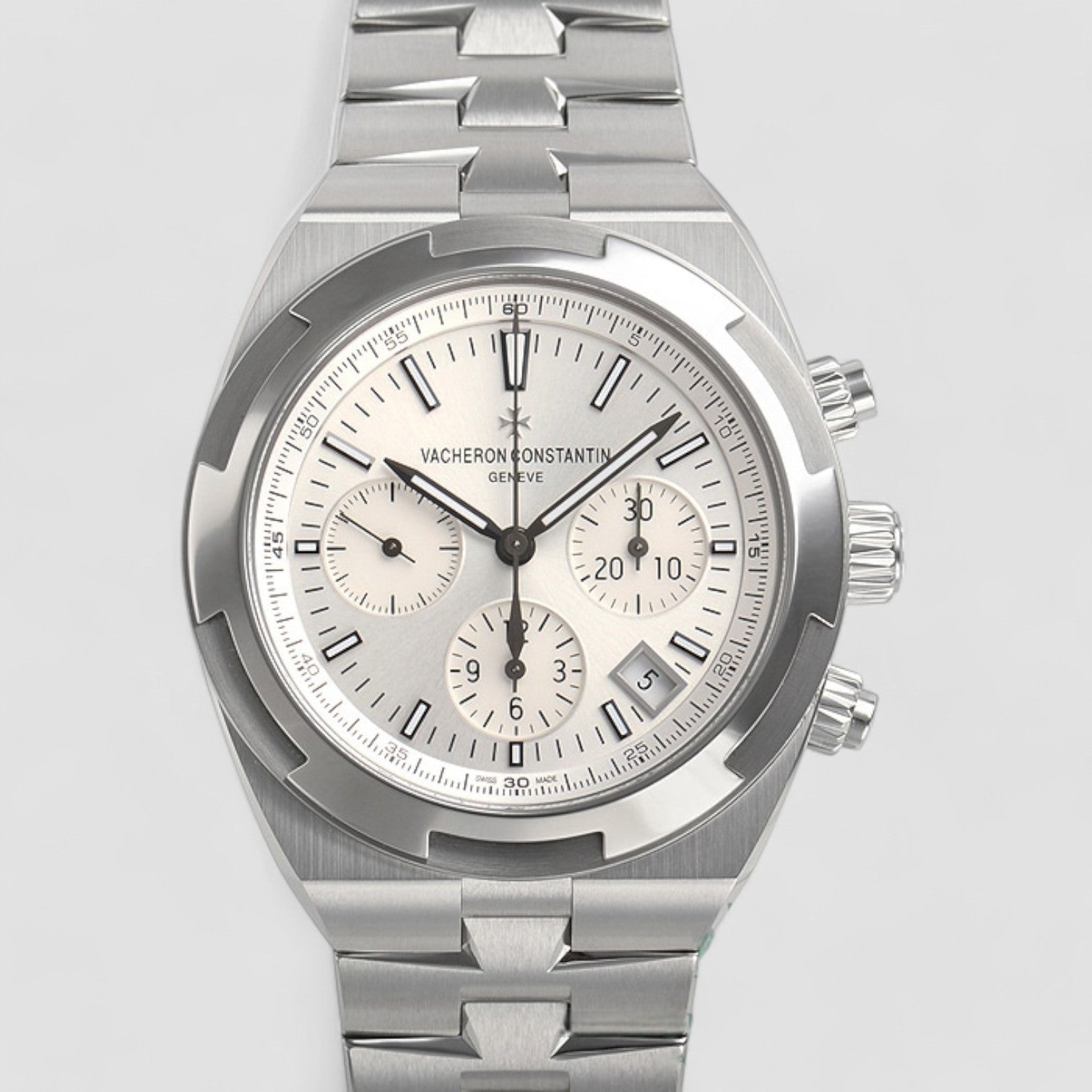Overseas Chronograph 5500V Silver Dial SS / Bracelet