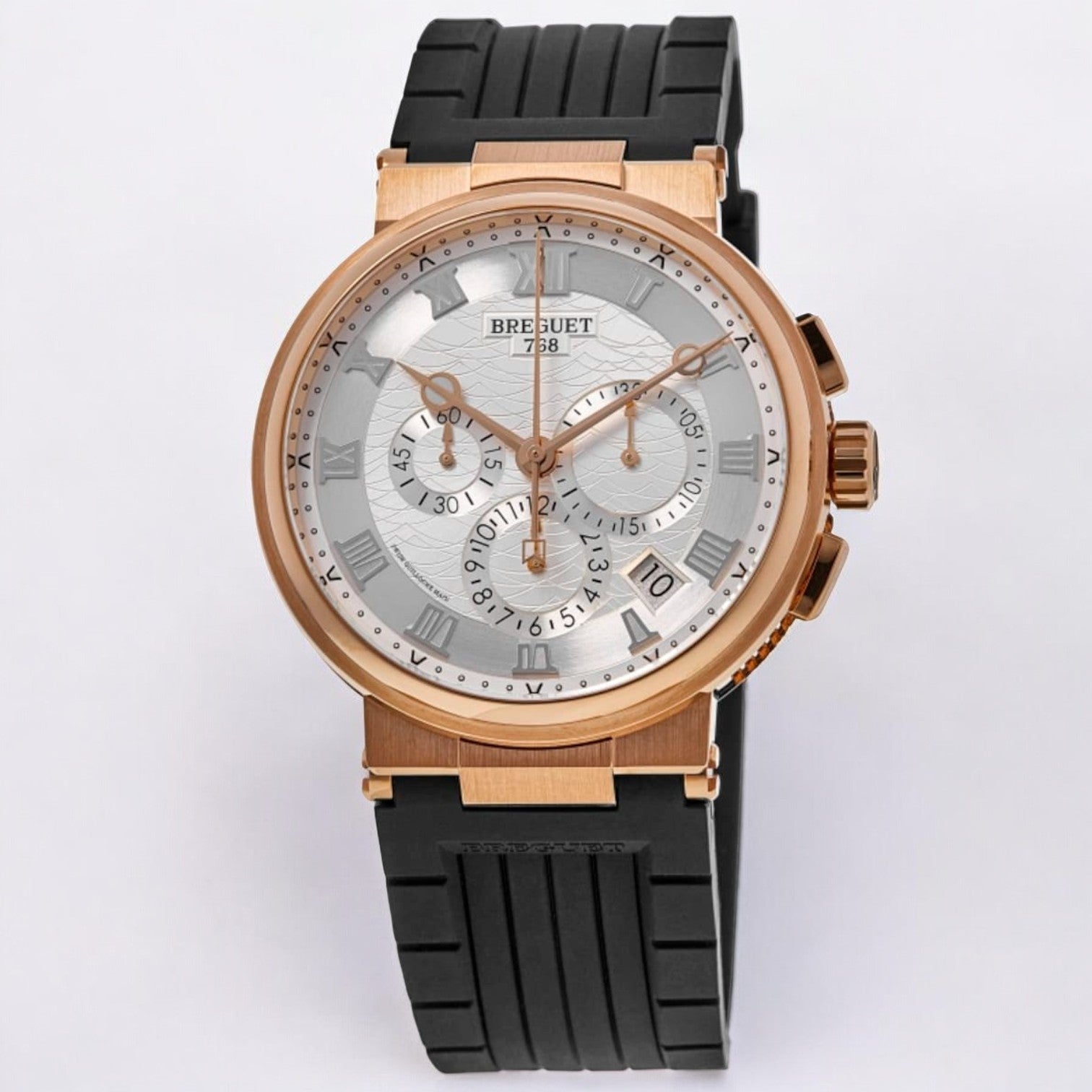 Marine Chronograph 42.3mm Silver Dial Rubber Strap