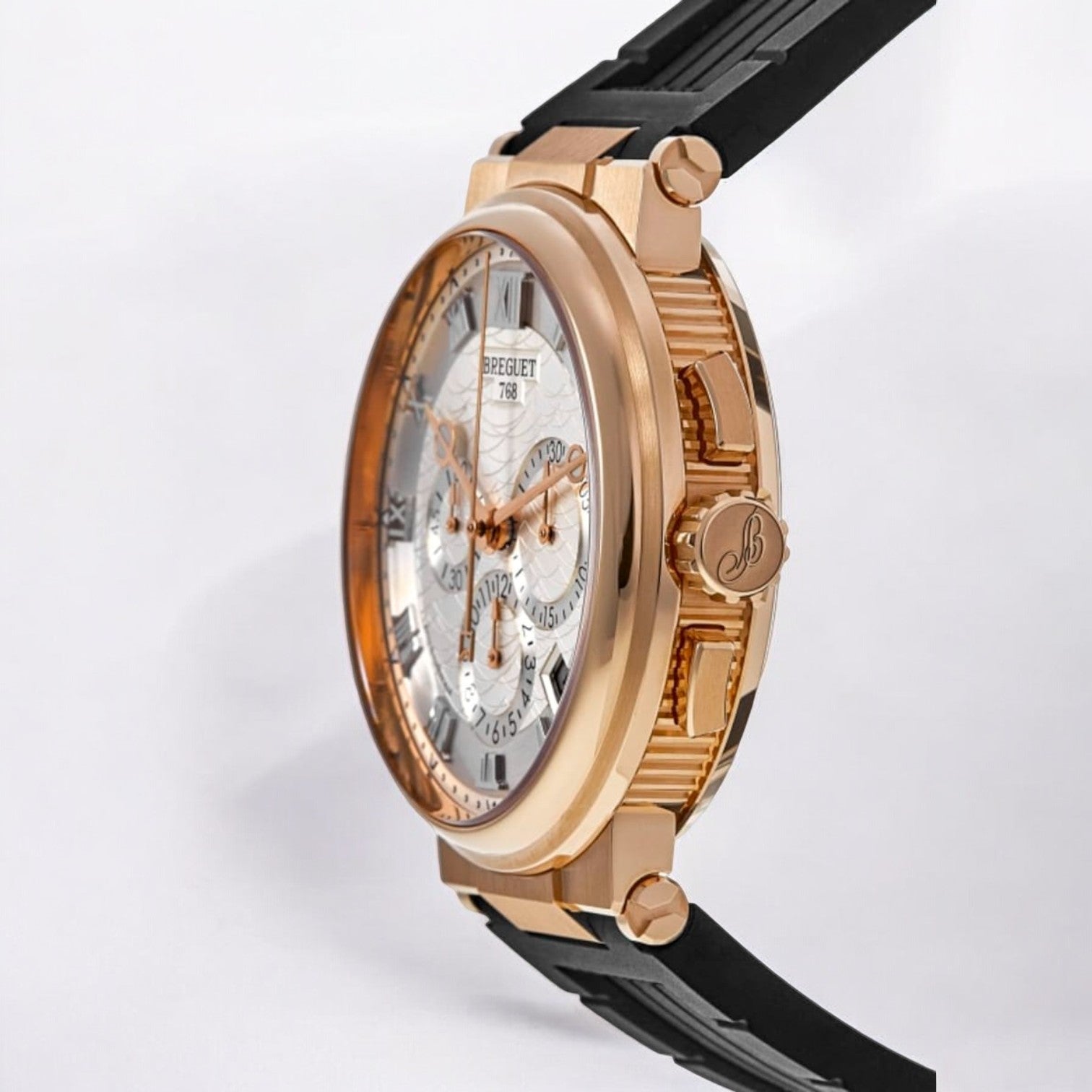 Marine Chronograph 42.3mm Silver Dial Rubber Strap