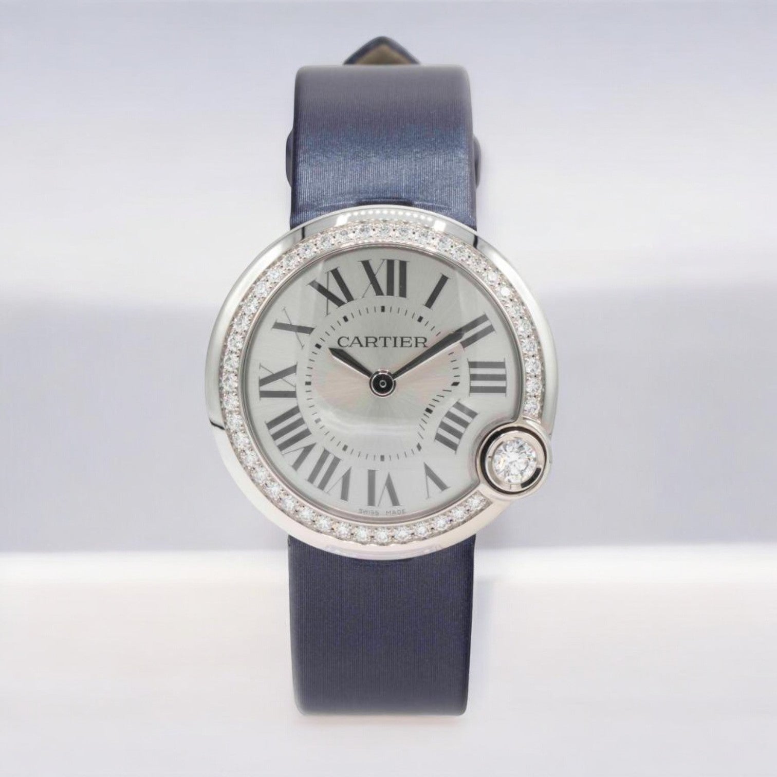 Ballon Blanc De Cartier Quartz Diamonds Leather 30