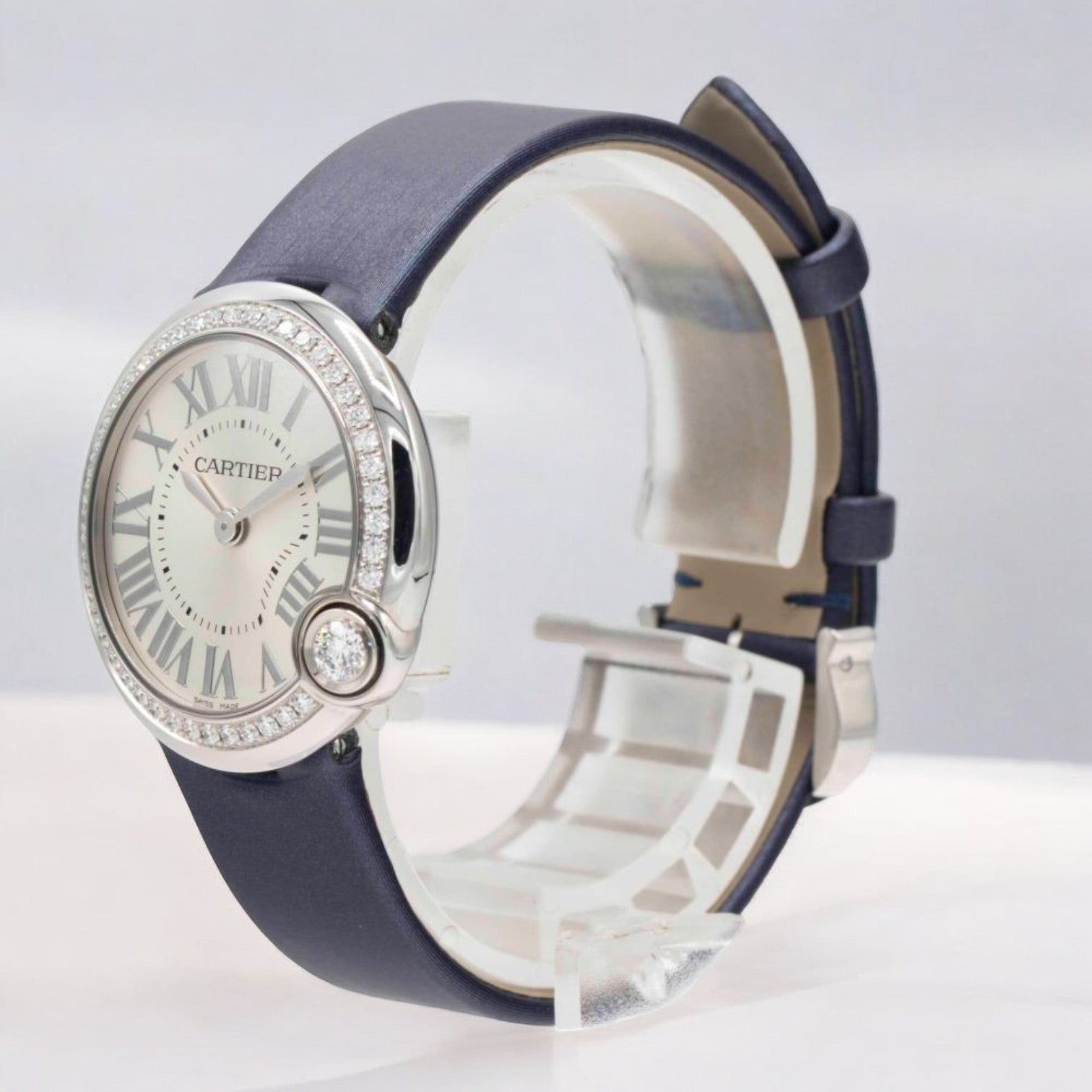 Ballon Blanc De Cartier Quartz Diamonds Leather 30