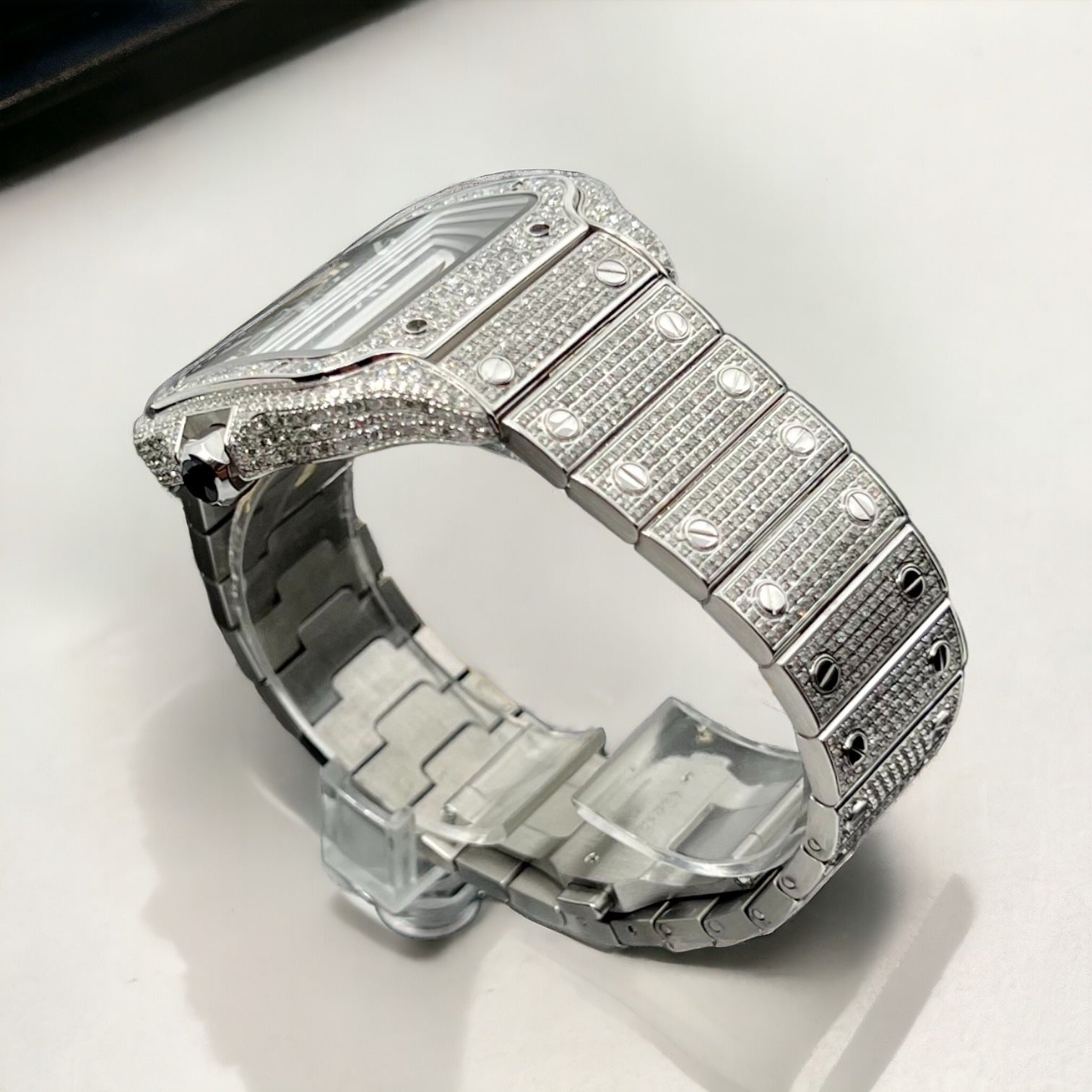 Santos Iced Out Diamond– Large – Grey Dial