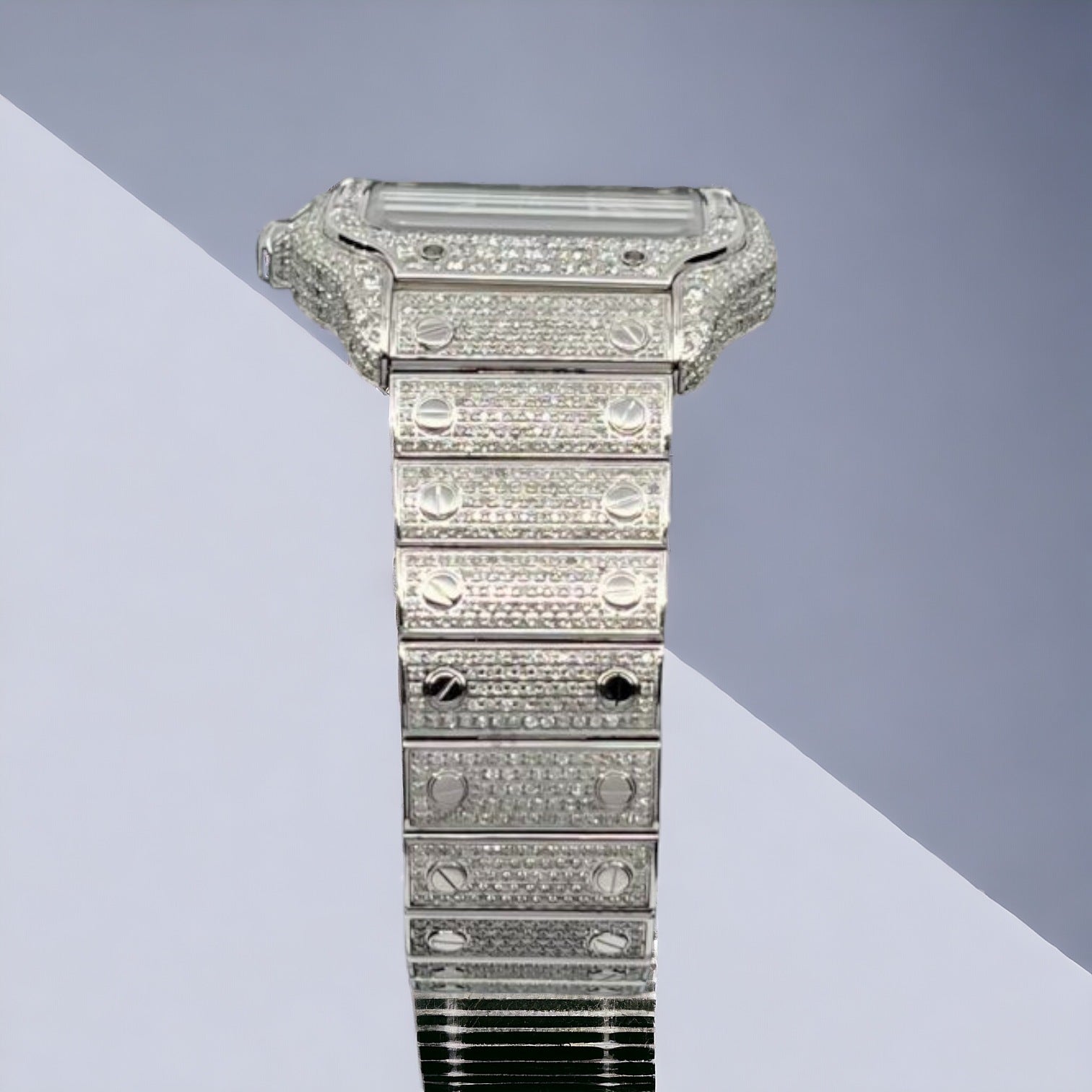 Santos Iced Out Diamond– Large – Grey Dial