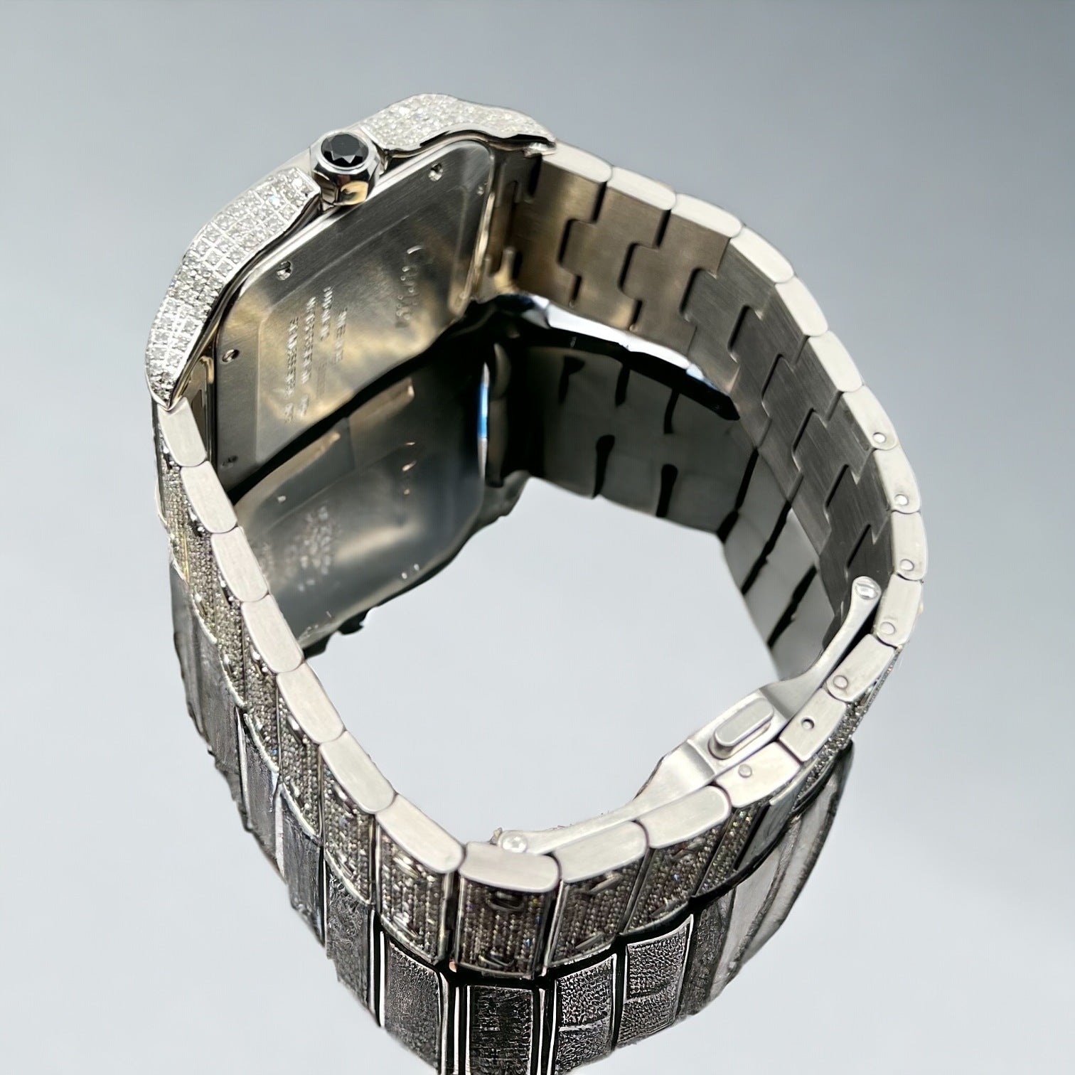 Santos Iced Out Diamond– Large – Grey Dial