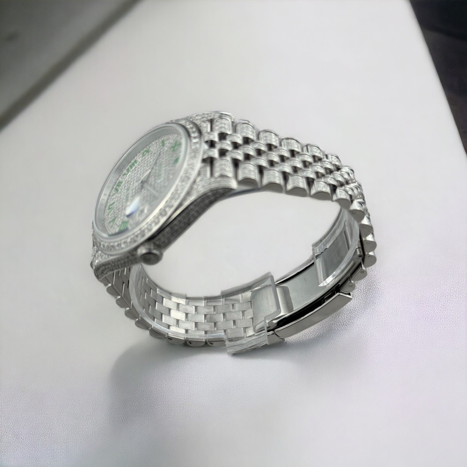 Datejust 41 GREEN Enamel roman FULLY ICED OUT