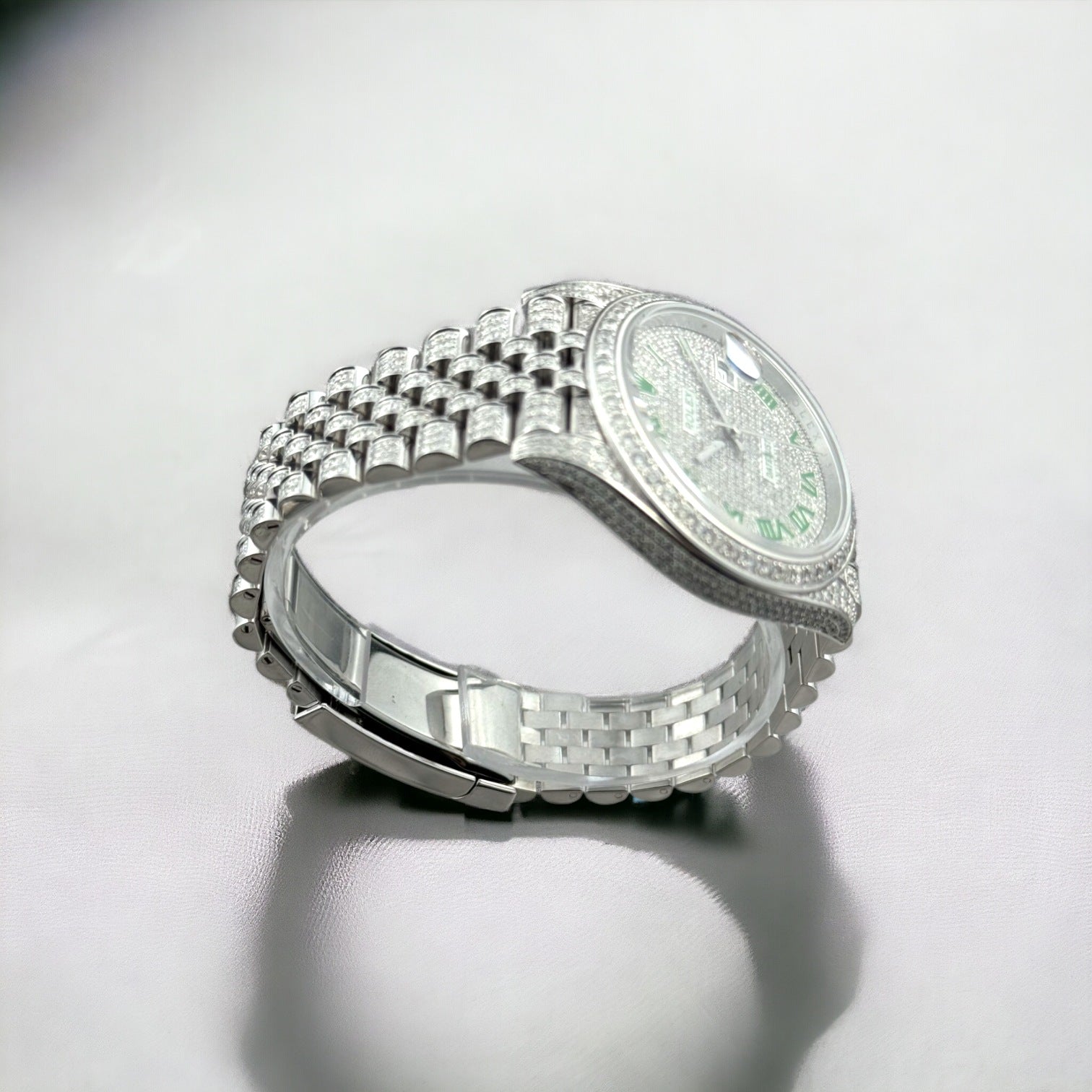 Datejust 41 GREEN Enamel roman FULLY ICED OUT