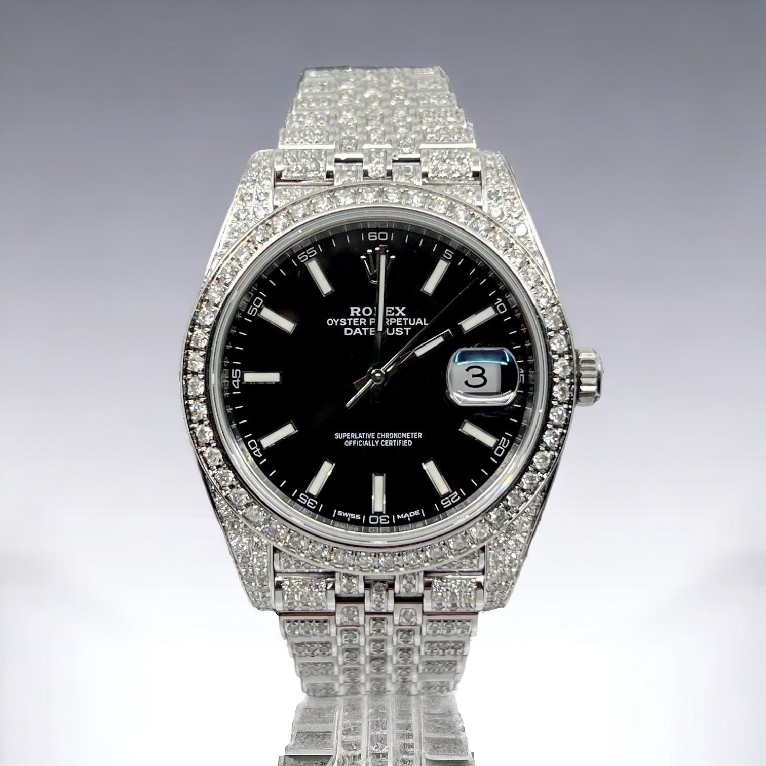 Datejust 41 Full Iced out – Diamonds – Black Dial – Jubilee