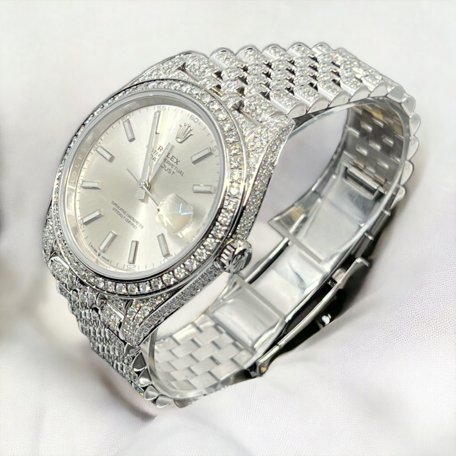 Datejust 41 Full Iced out – Diamonds – Silver Dial – Jubilee