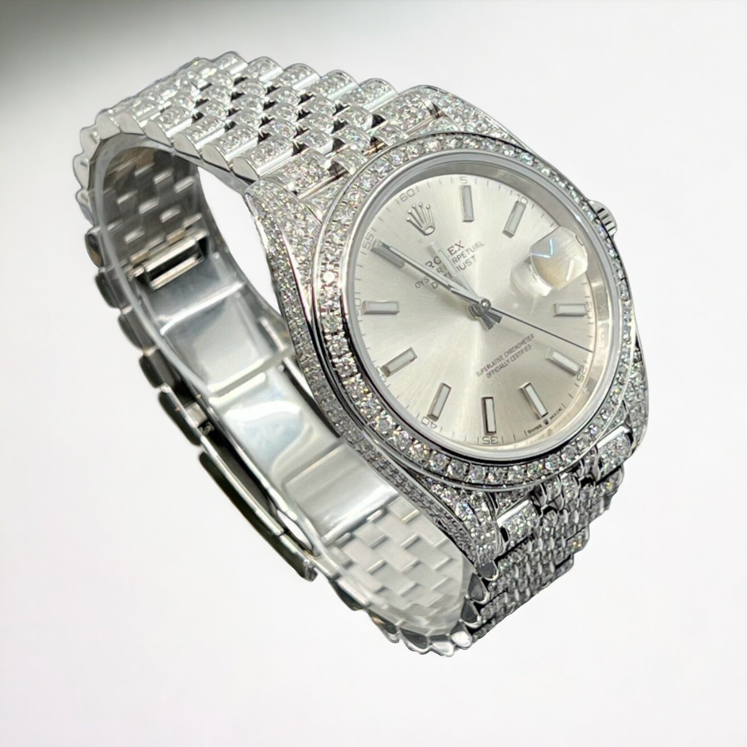 Datejust 41 Full Iced out – Diamonds – Silver Dial – Jubilee