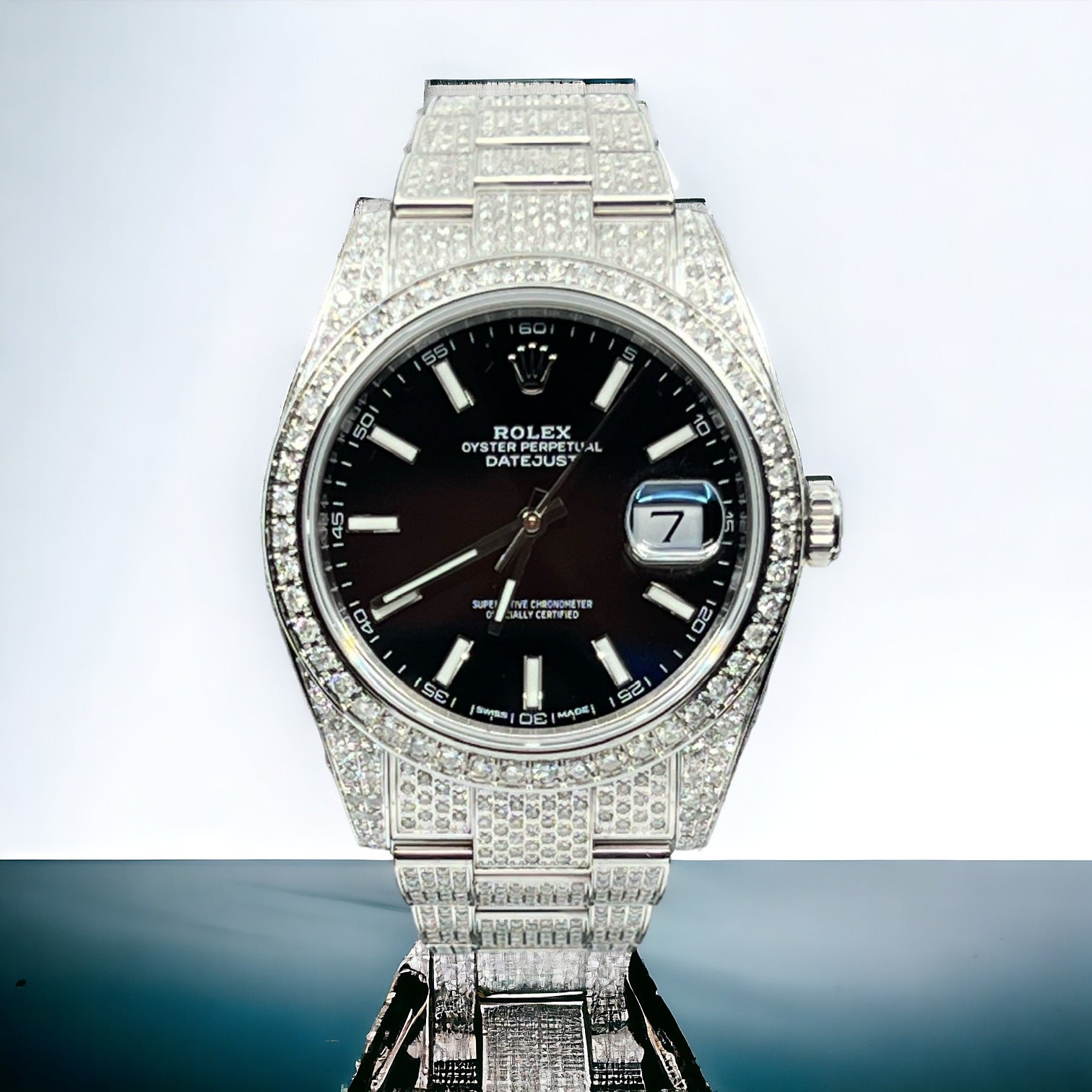 Datejust 41 Full Iced out – Diamonds – Black Dial – Oyster