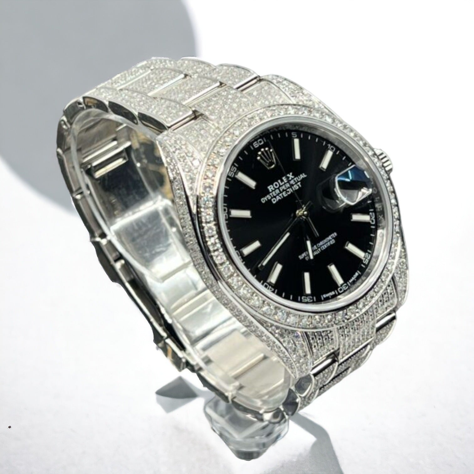 Datejust 41 Full Iced out – Diamonds – Black Dial – Oyster