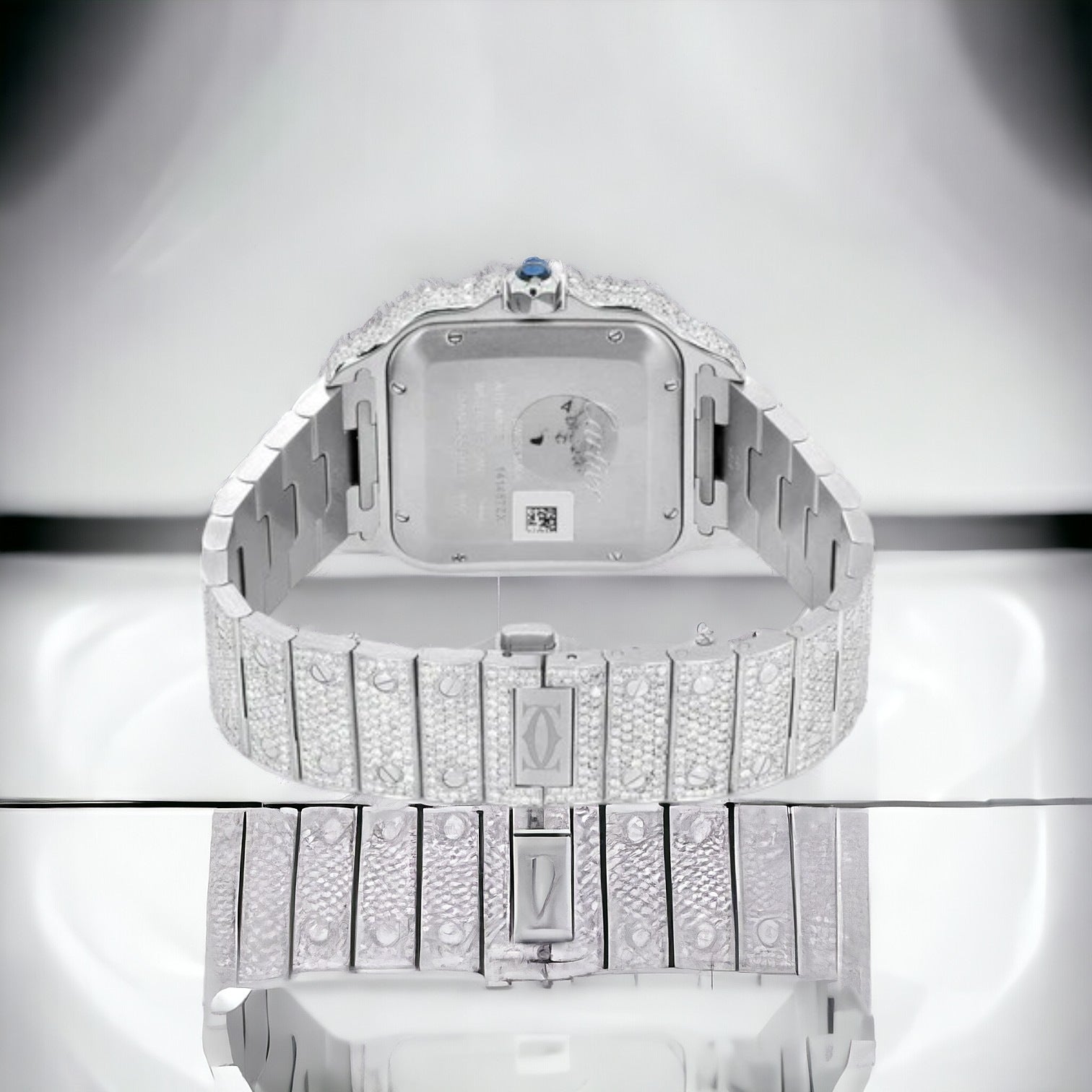 Santos Fully Iced Out - Custom Baby Blue Enamel Pave Dial