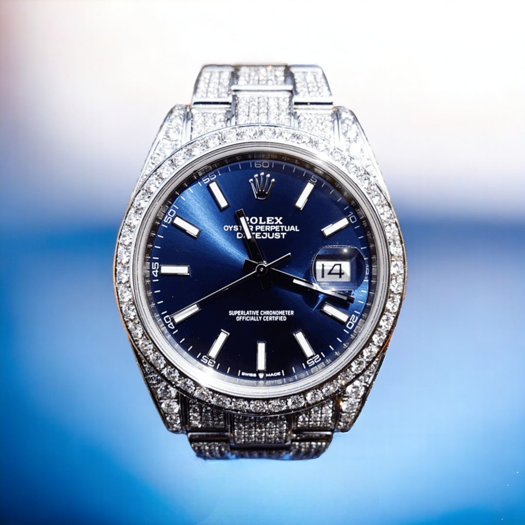 Datejust 41 - Oyster – Blue Dial – Custom Diamond-Set - Iced Out