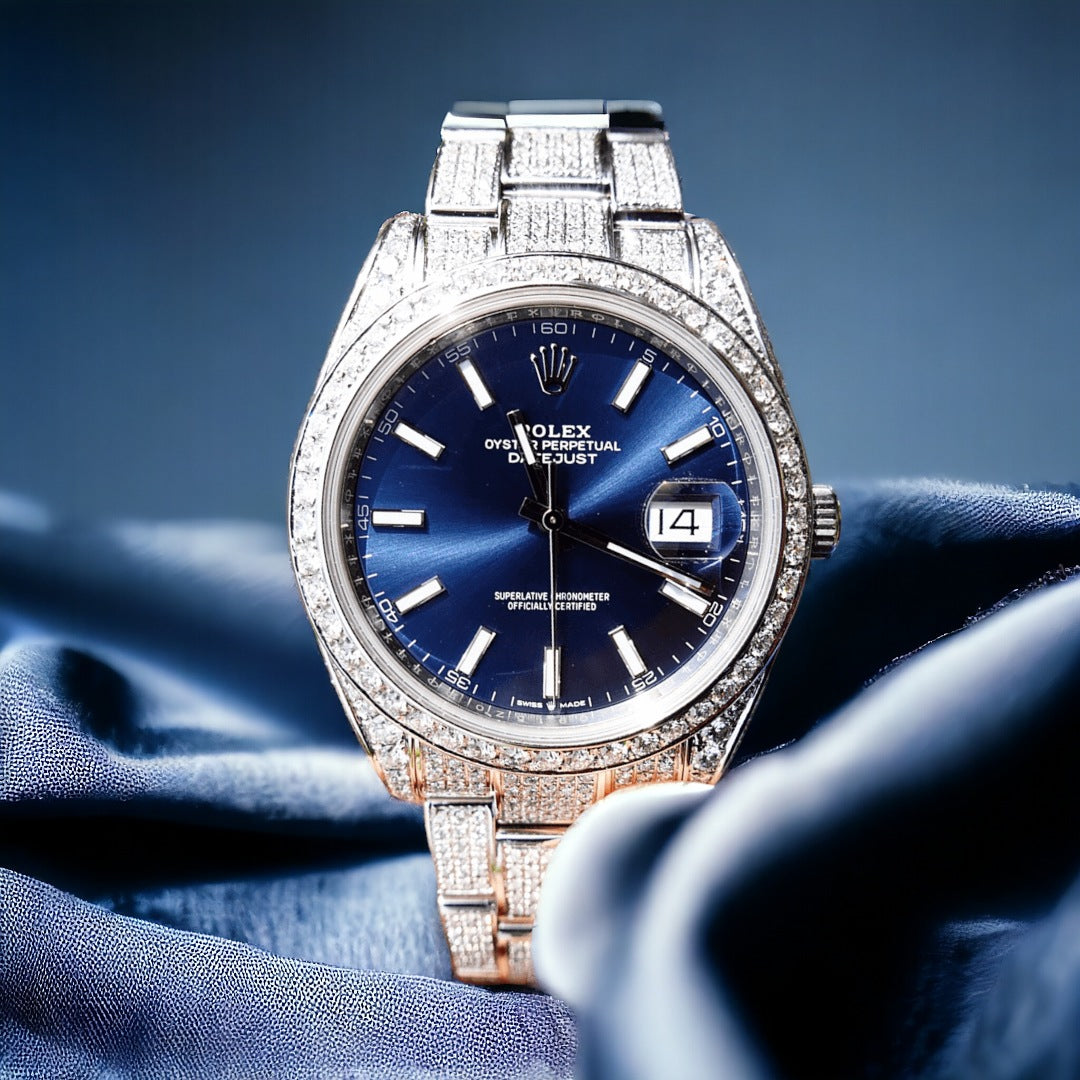 Datejust 41 - Oyster – Blue Dial – Custom Diamond-Set - Iced Out
