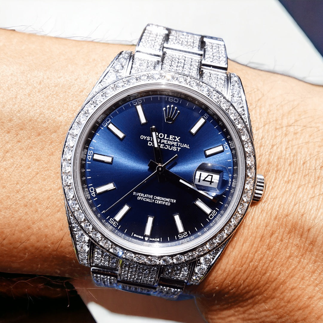 Datejust 41 - Oyster – Blue Dial – Custom Diamond-Set - Iced Out