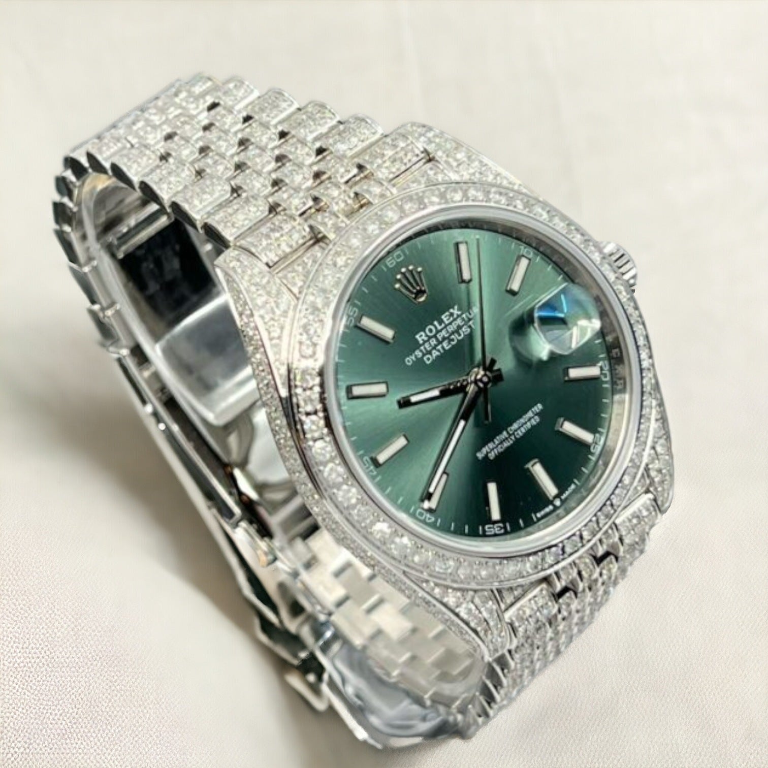 Datejust 41 Full Iced out – Diamonds – Green Dial – Jubilee