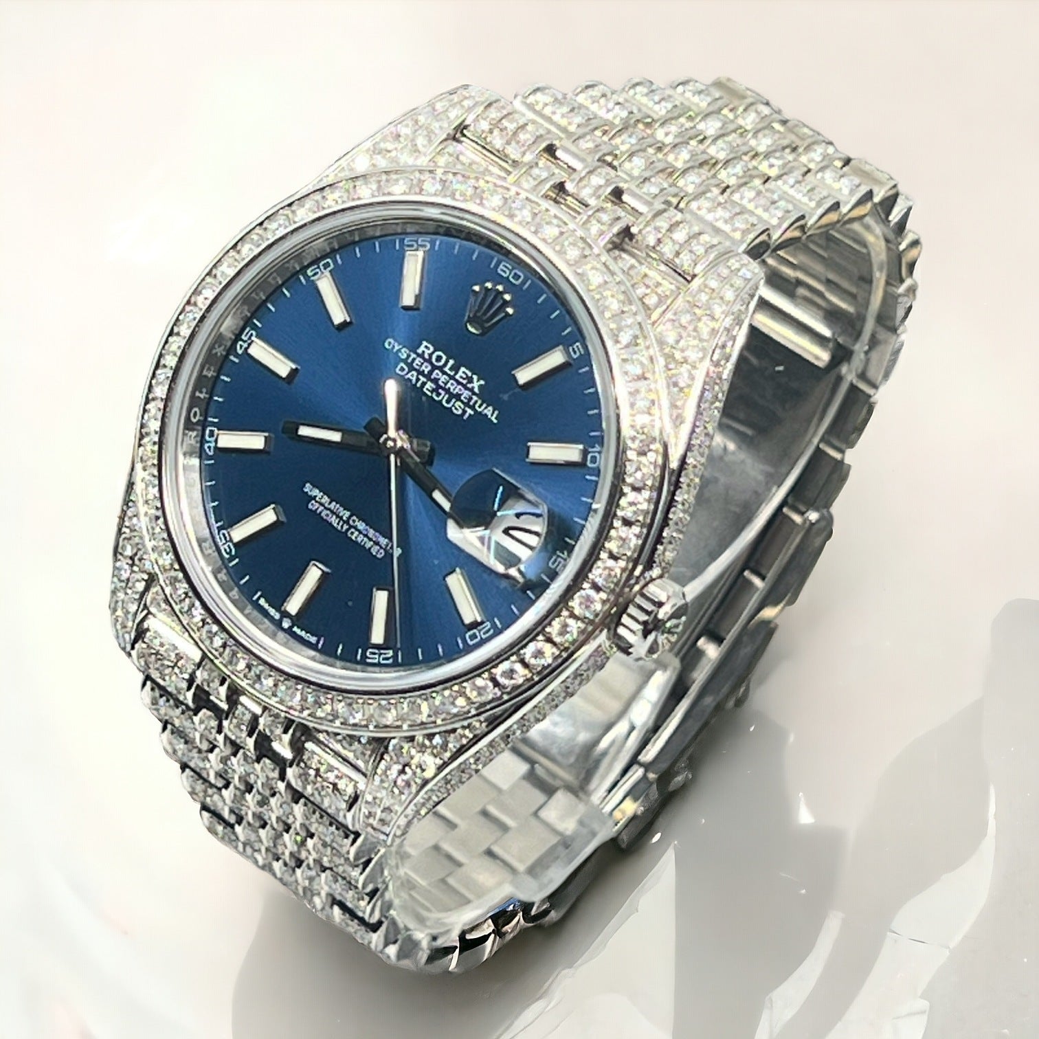 Datejust 41 Full Iced out – Diamonds – Blue Dial – Jubilee