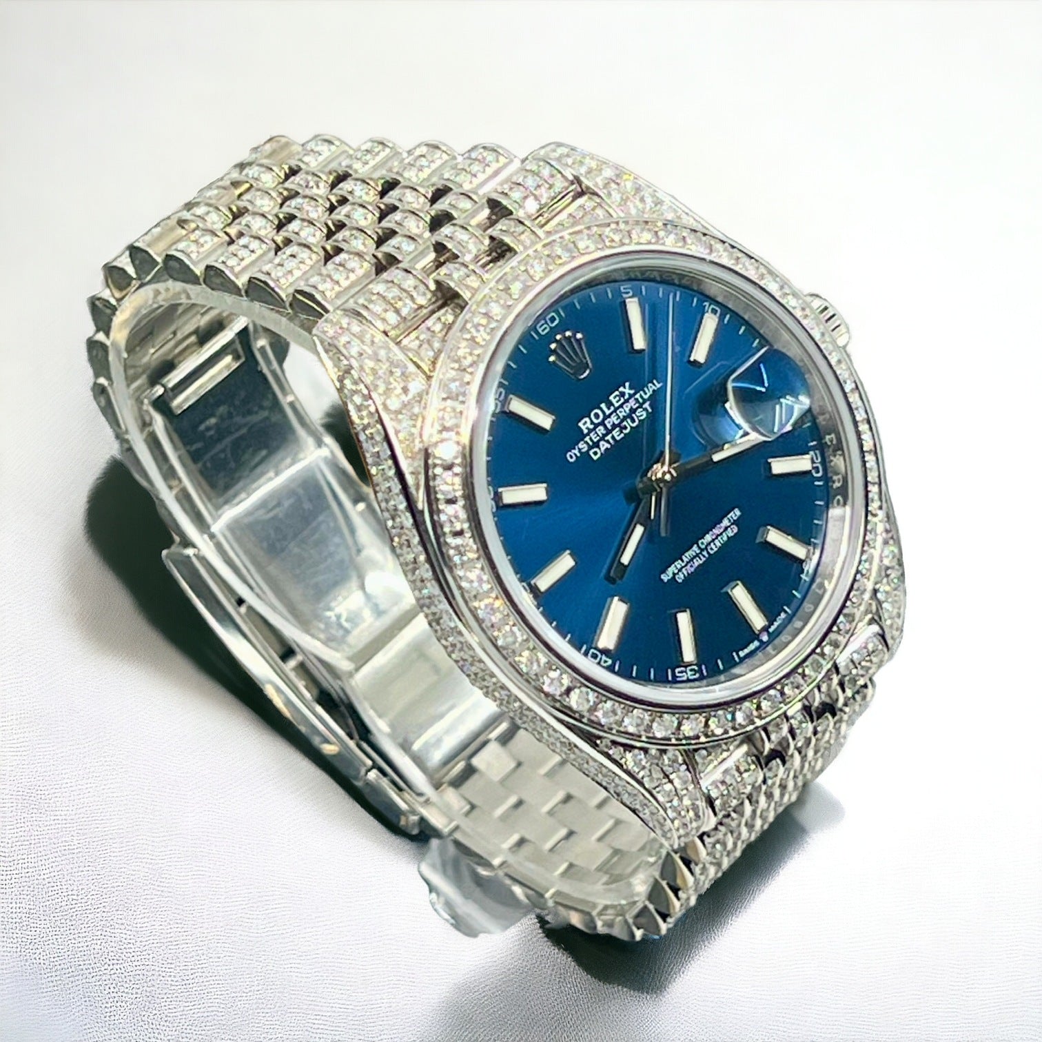 Datejust 41 Full Iced out – Diamonds – Blue Dial – Jubilee