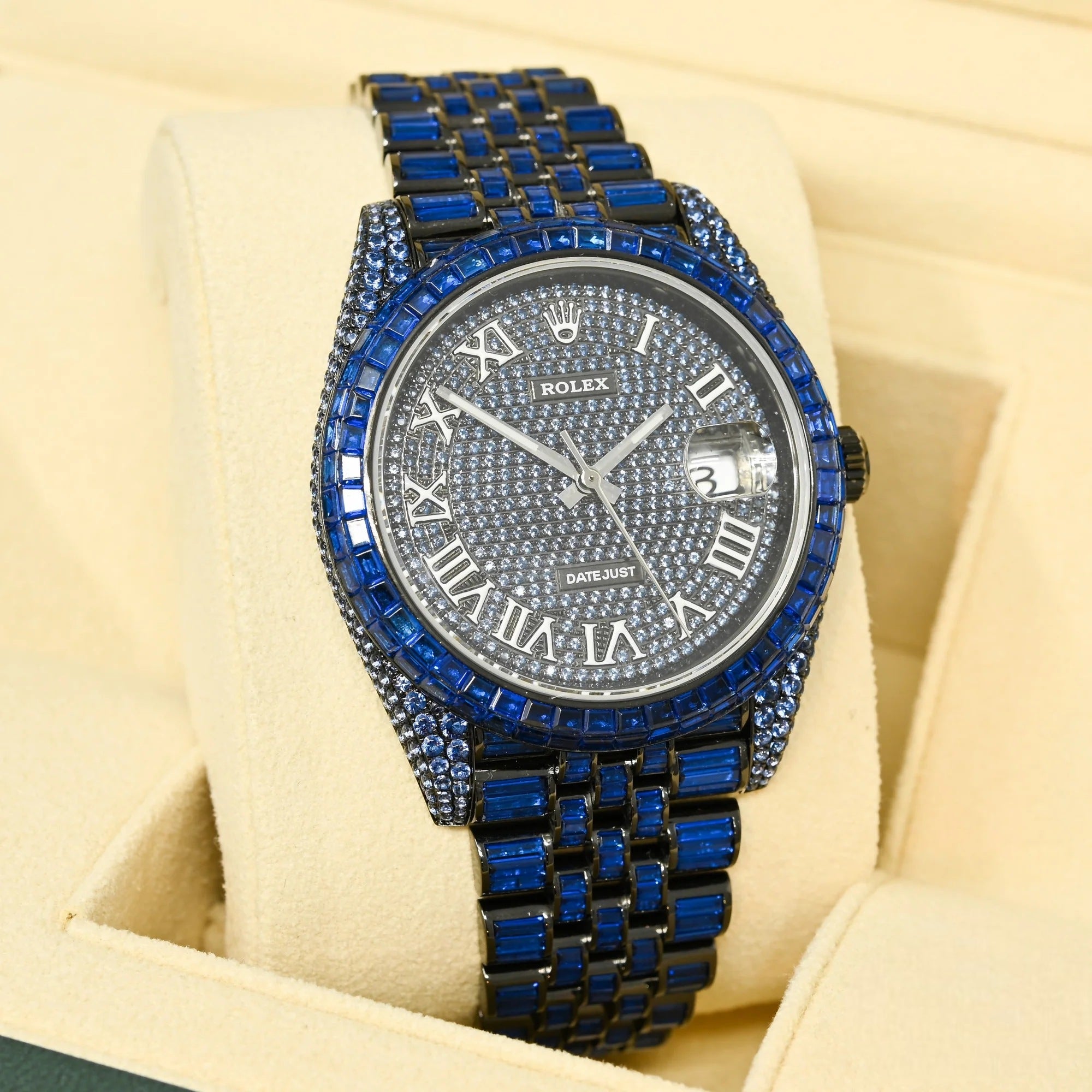 Datejust 41 Full Iced out – BLACK & BLUE SAPPHIRE - Roman