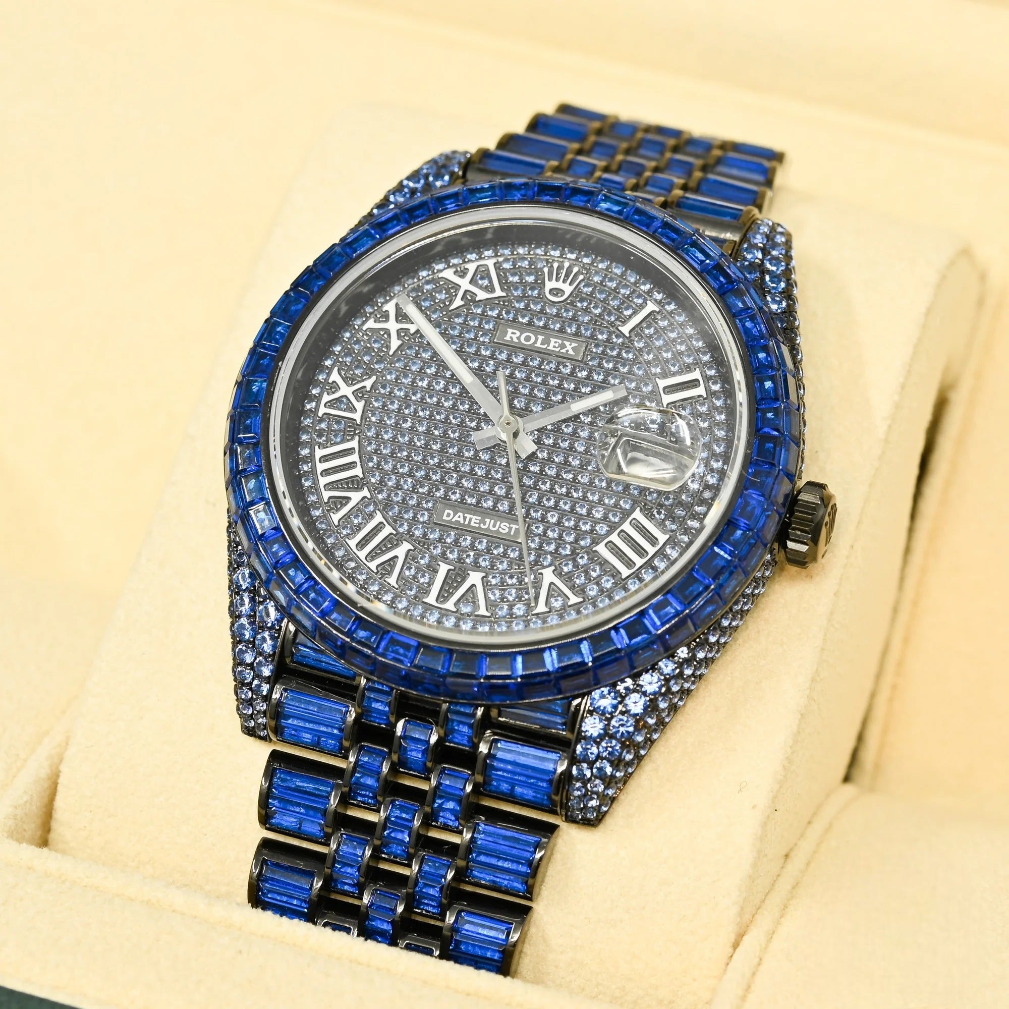 Datejust 41 Full Iced out – BLACK & BLUE SAPPHIRE - Roman