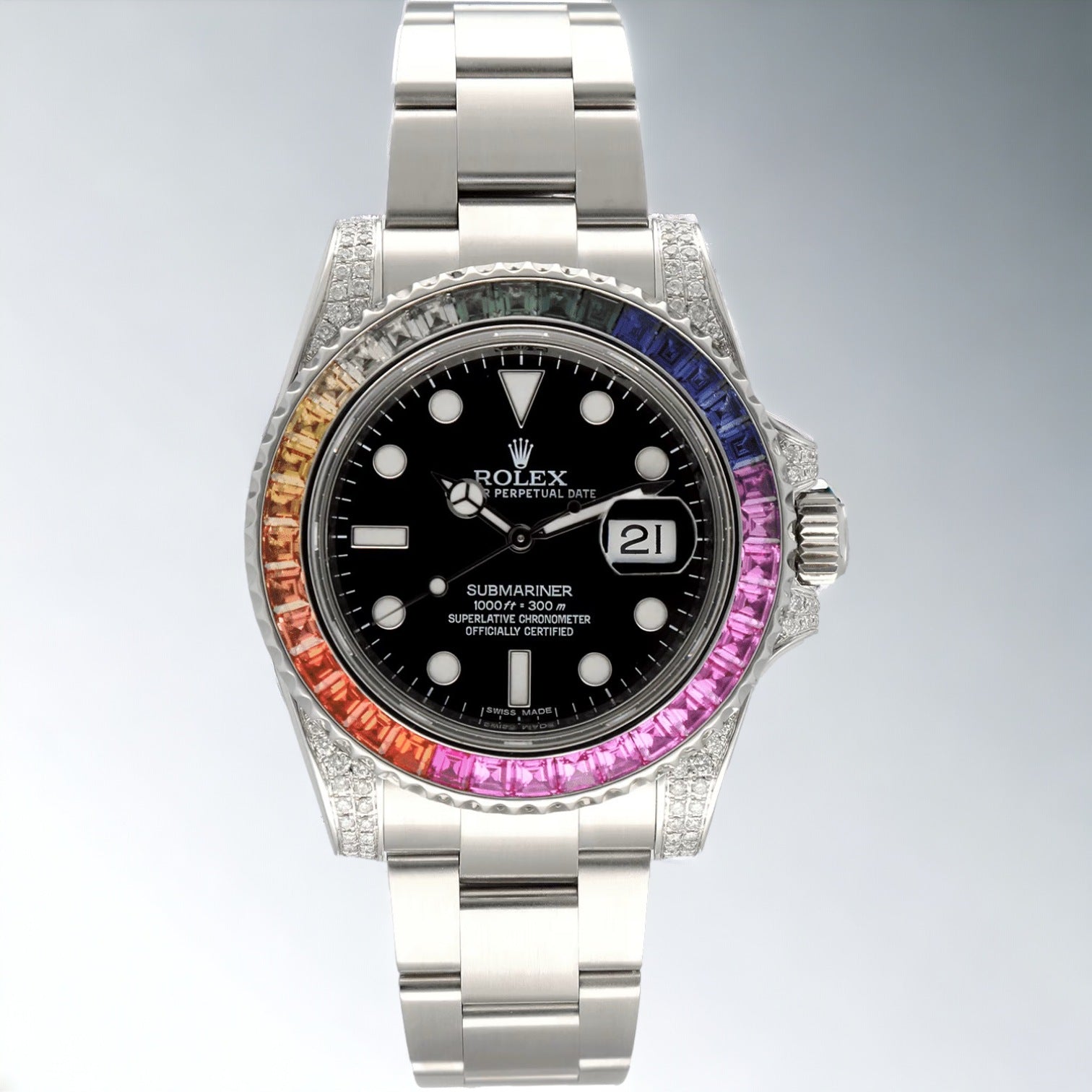 Submariner Date 116610LN 40MM RAINBOW Diamond Bezel - Iced Out - Custom