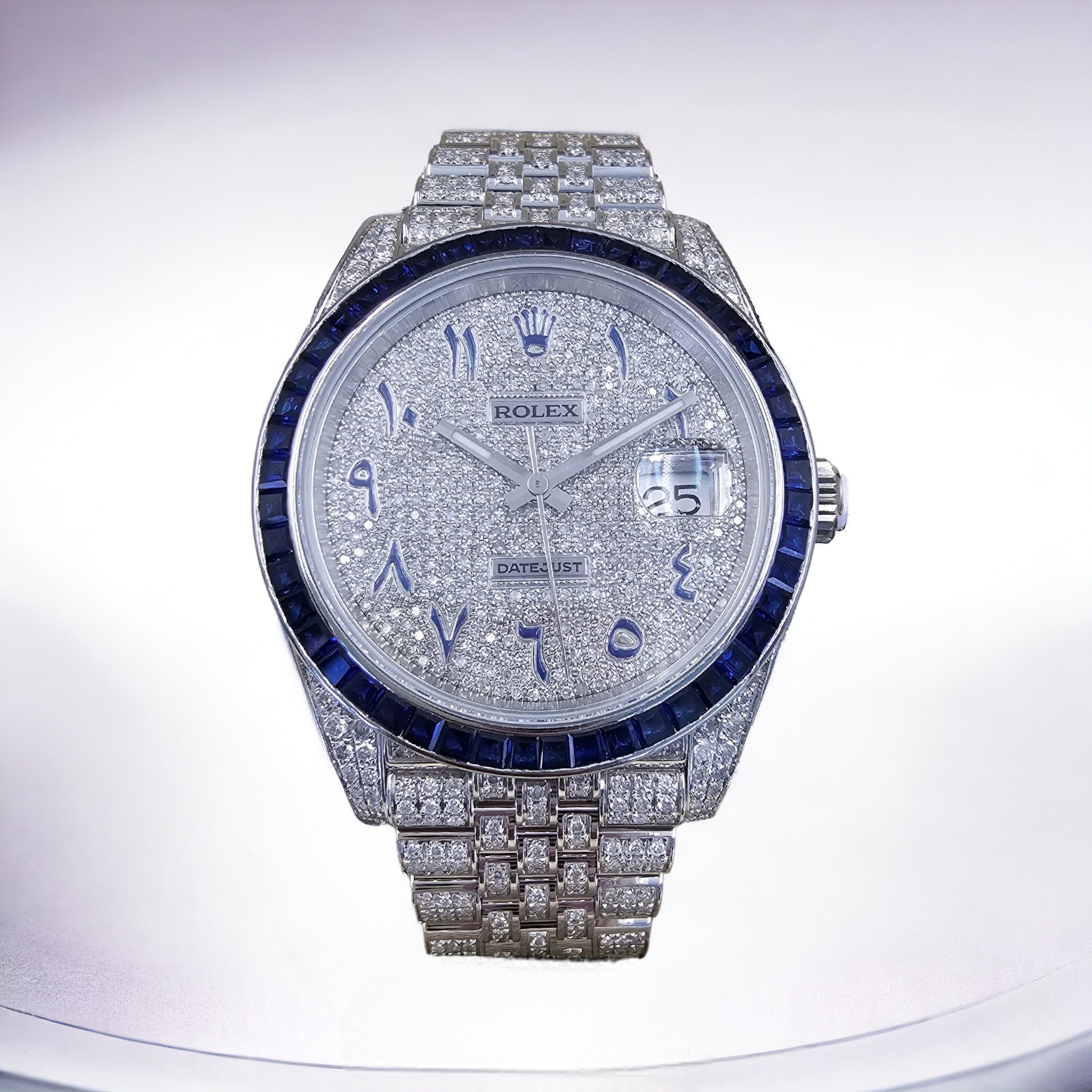 Datejust 41 Iced out Arabic Dial Blue bezel