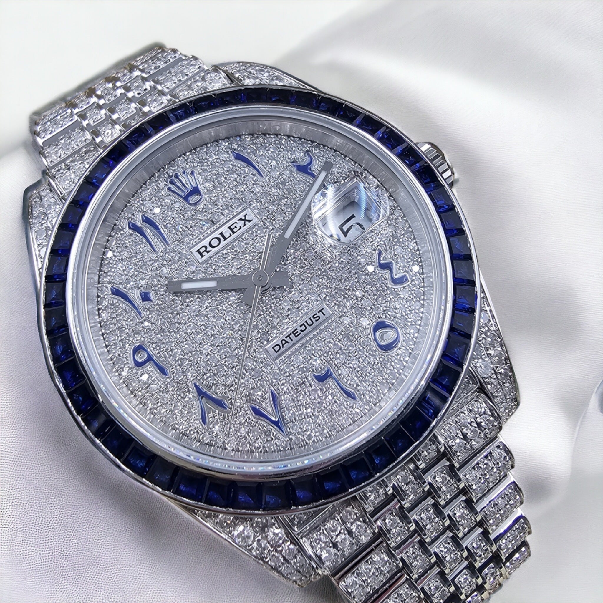 Datejust 41 Iced out Arabic Dial Blue bezel