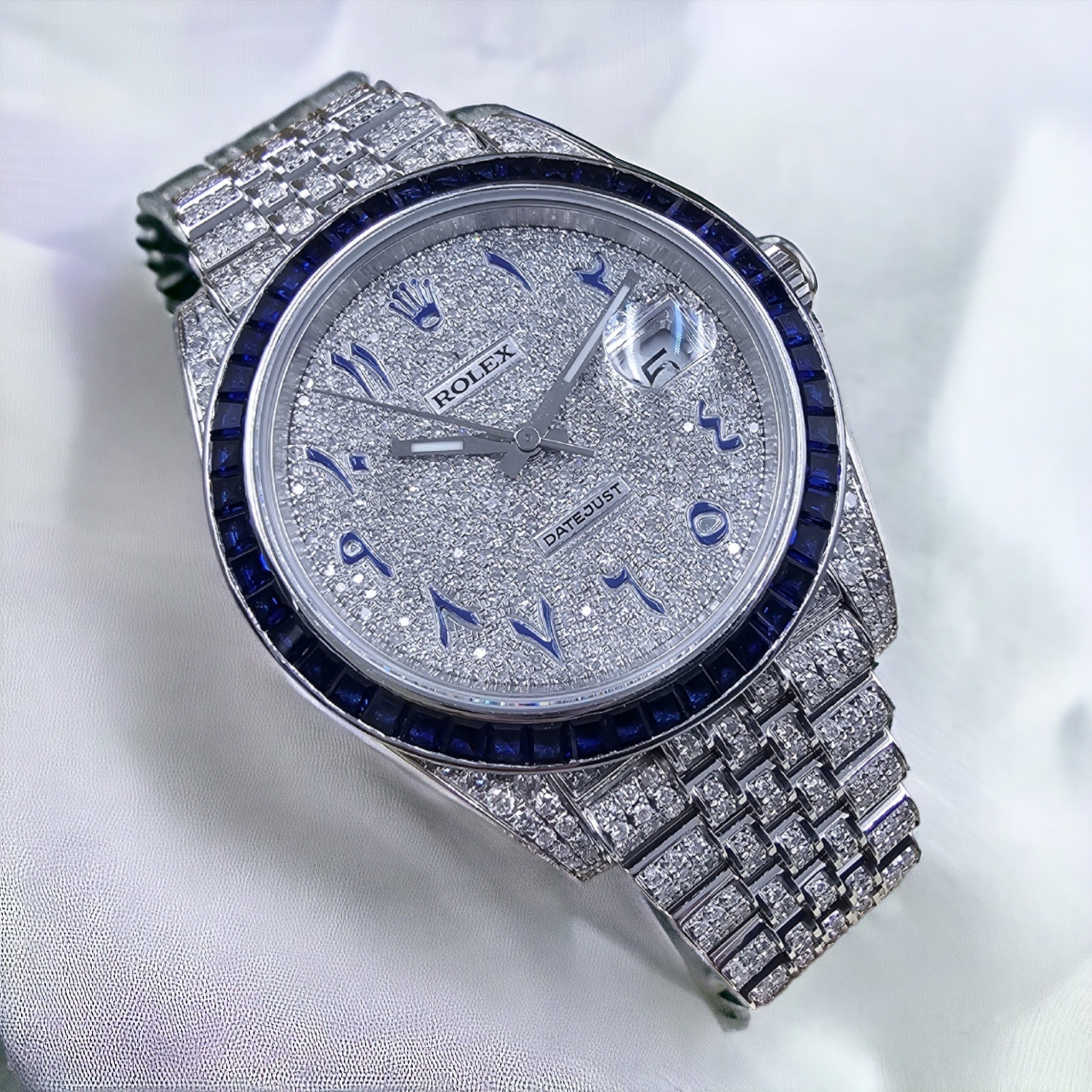 Datejust 41 Iced out Arabic Dial Blue bezel