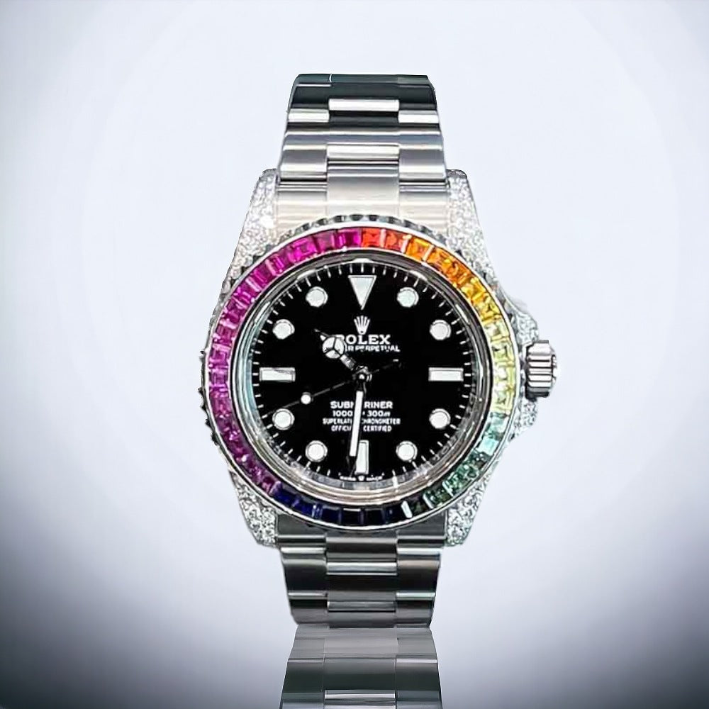 Submariner – 41 mm – Oyster – Black Dial – Custom Diamond-Set – “Rainbow” Bezel - Iced Out