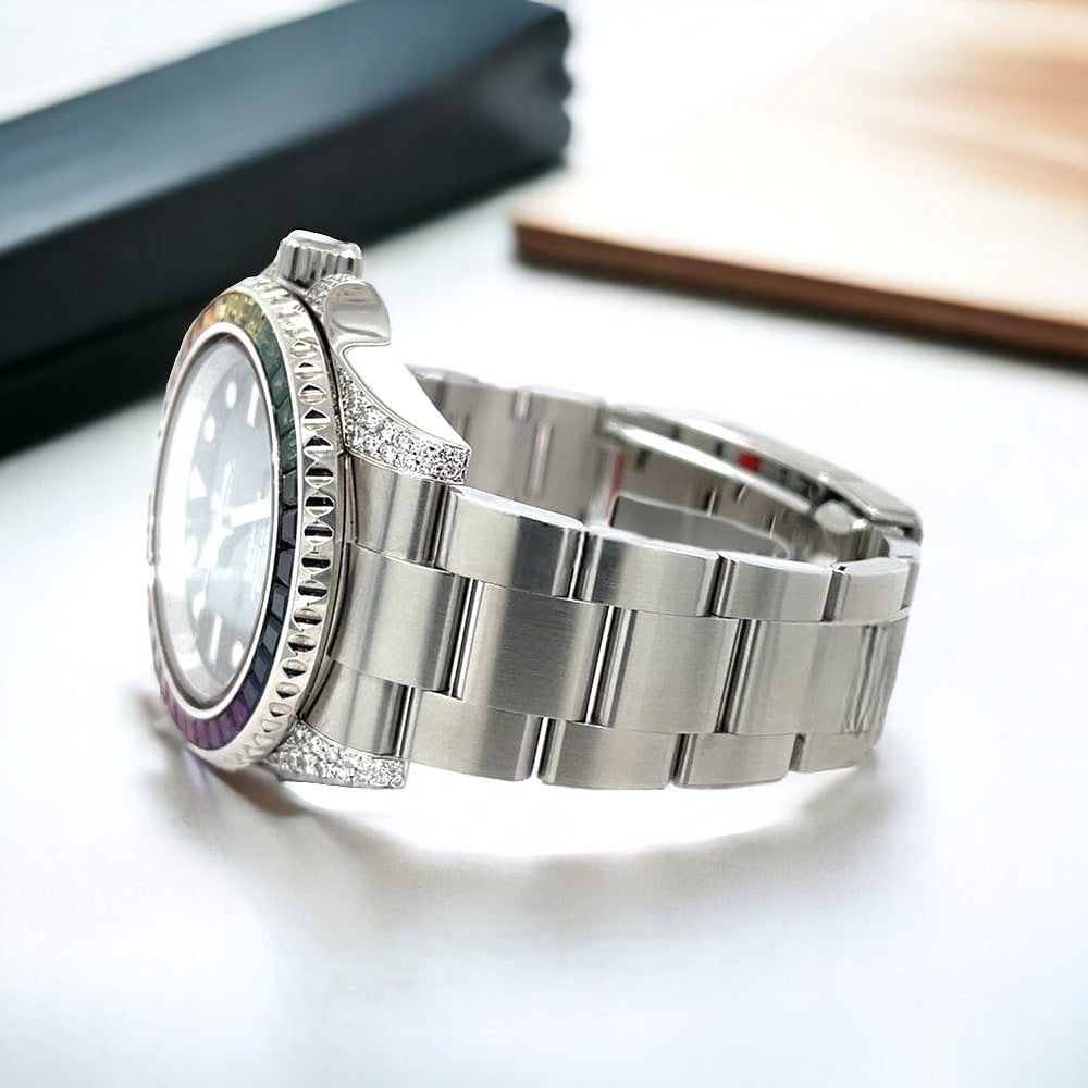 Submariner – 41 mm – Oyster – Black Dial – Custom Diamond-Set – “Rainbow” Bezel - Iced Out
