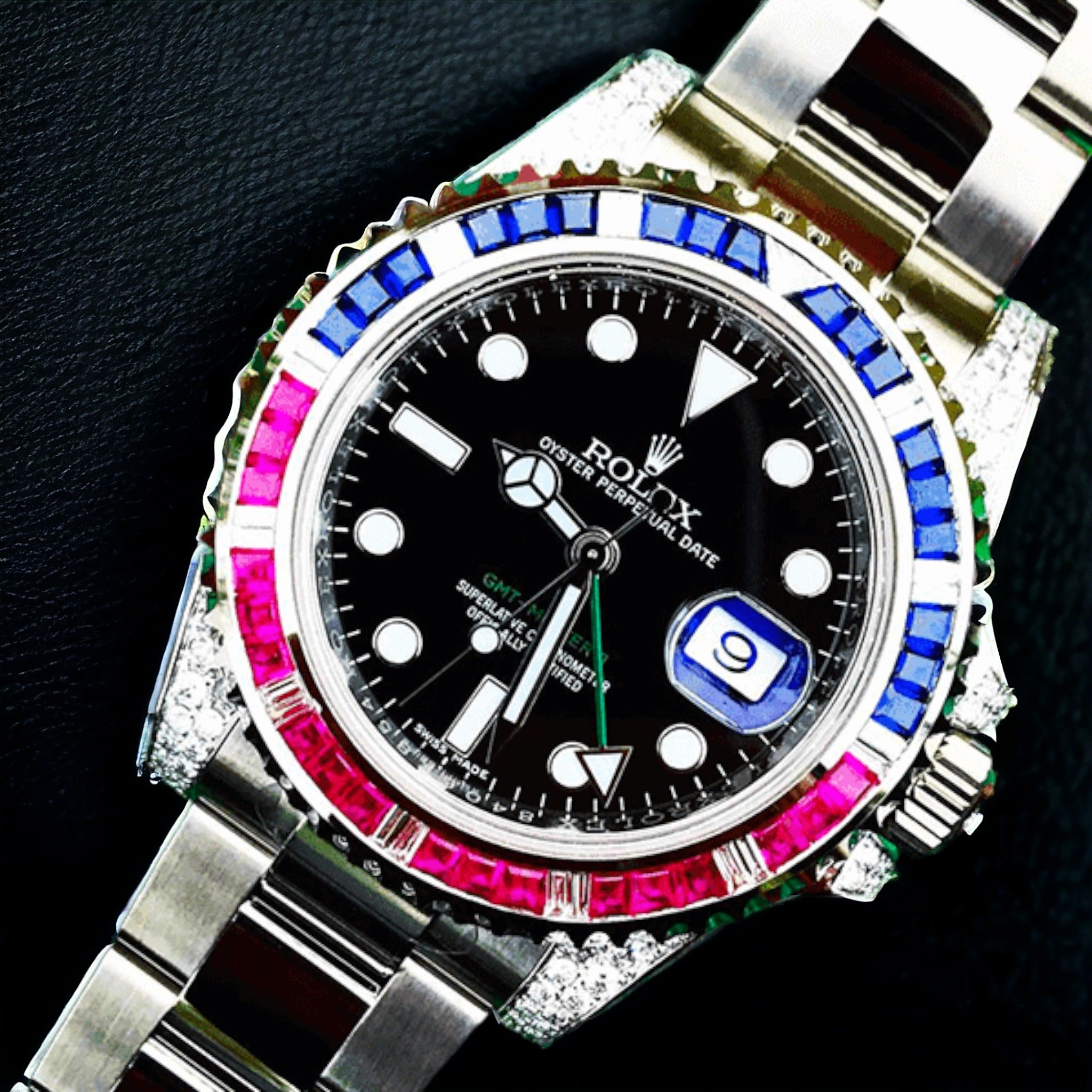 GMT-Master II - 40 mm – “Pepsi”- Oyster – Black Dial – Custom Diamond-Set - Iced Out
