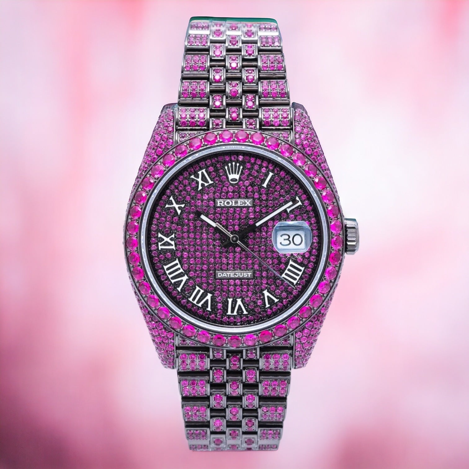 Datejust 41 Full Iced out – Diamonds – Pink Emeralds
