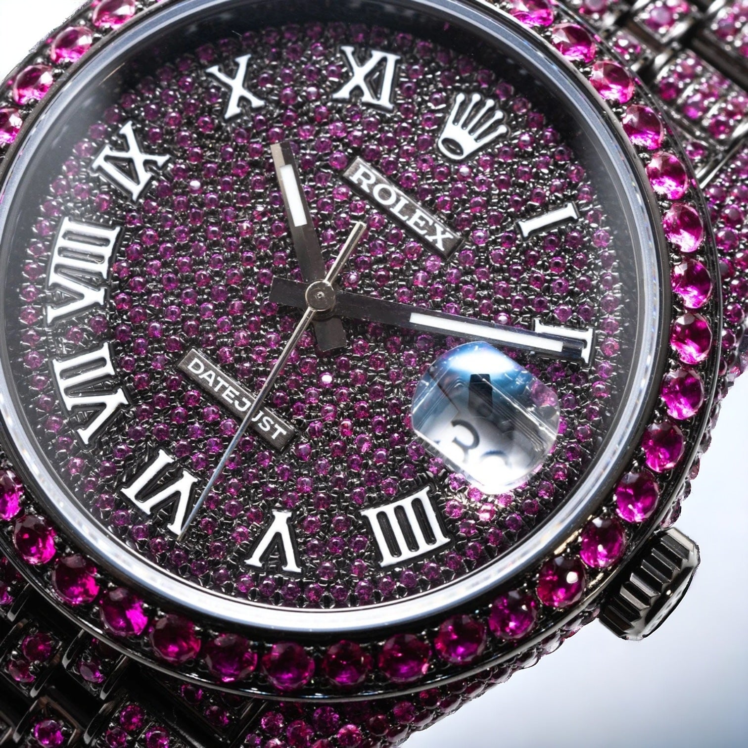 Datejust 41 Full Iced out – Diamonds – Pink Emeralds