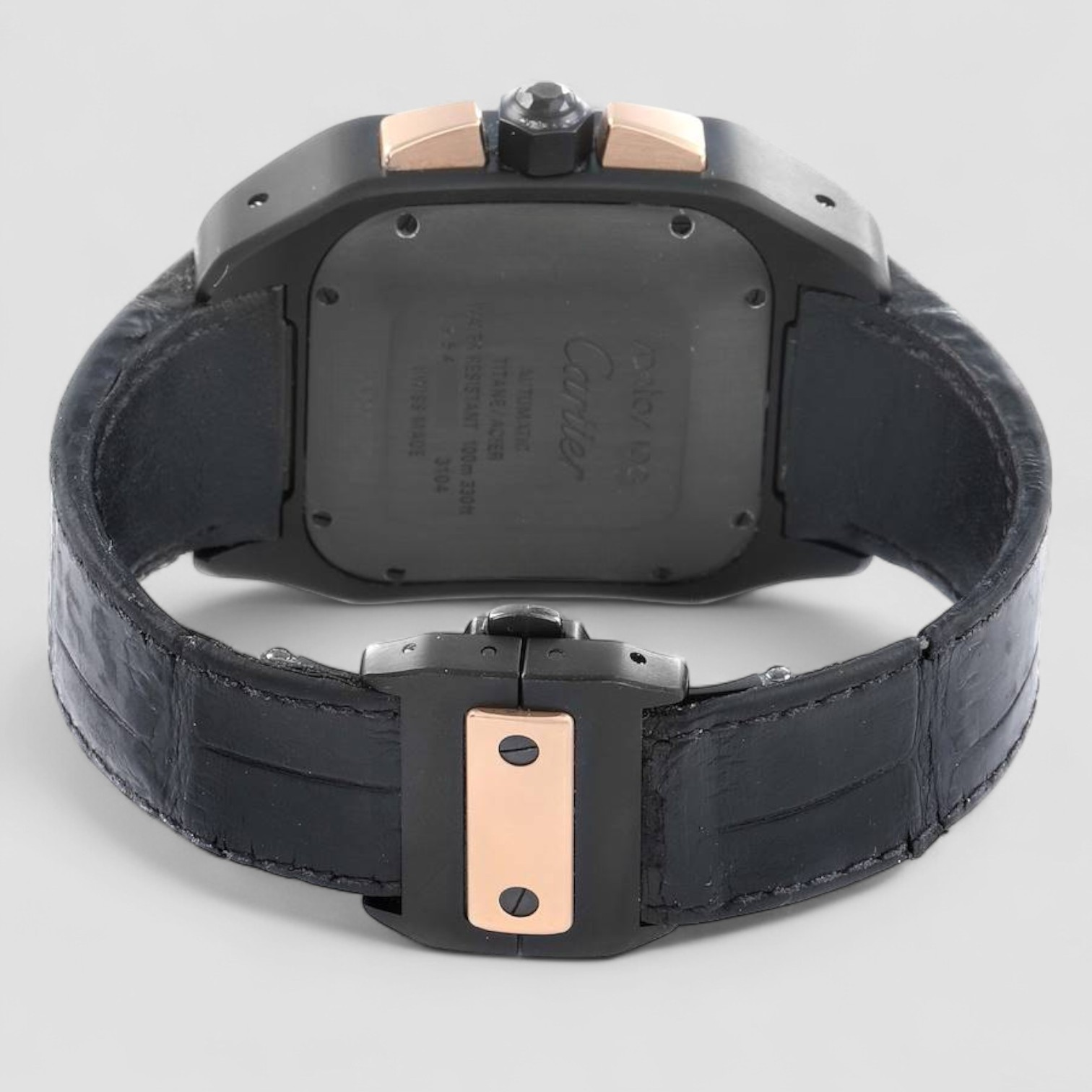 Santos 100 XL Carbon Rose Gold Chronograph Mens Watch