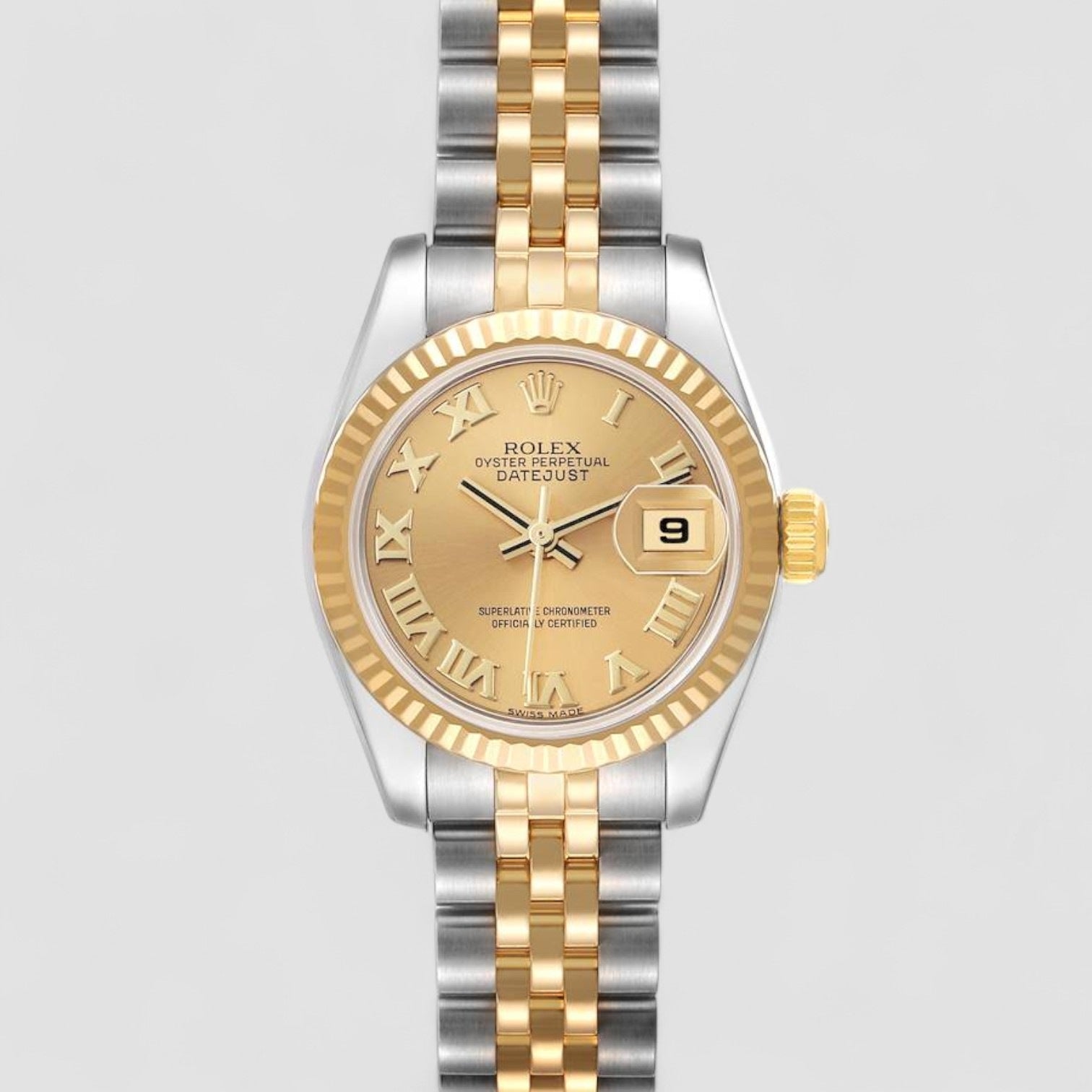 Lady-Datejust 26 Champagne Roman Numeral Jubilee Bracelet Watch