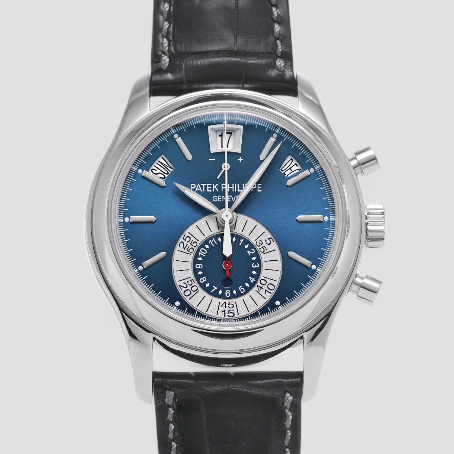 Annual Calendar Chronograph Platinum Blue Dial