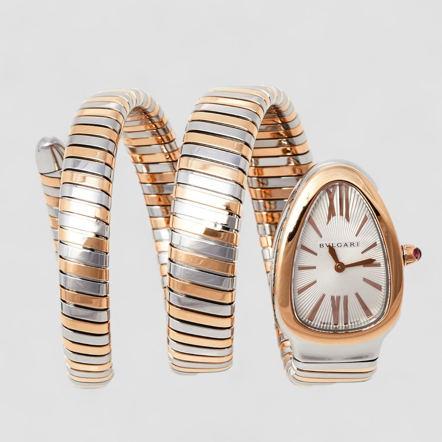 Serpenti Tubogas Silver Opaline Dial Quartz Ladies Watch