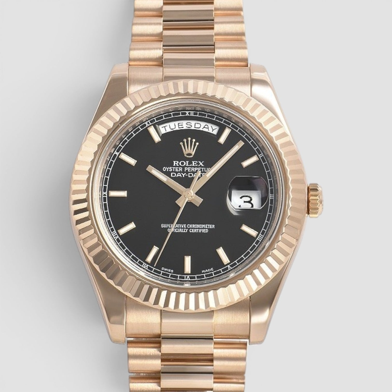 Day-Date II 41mm 18K Everose Gold Grey Roman Dial