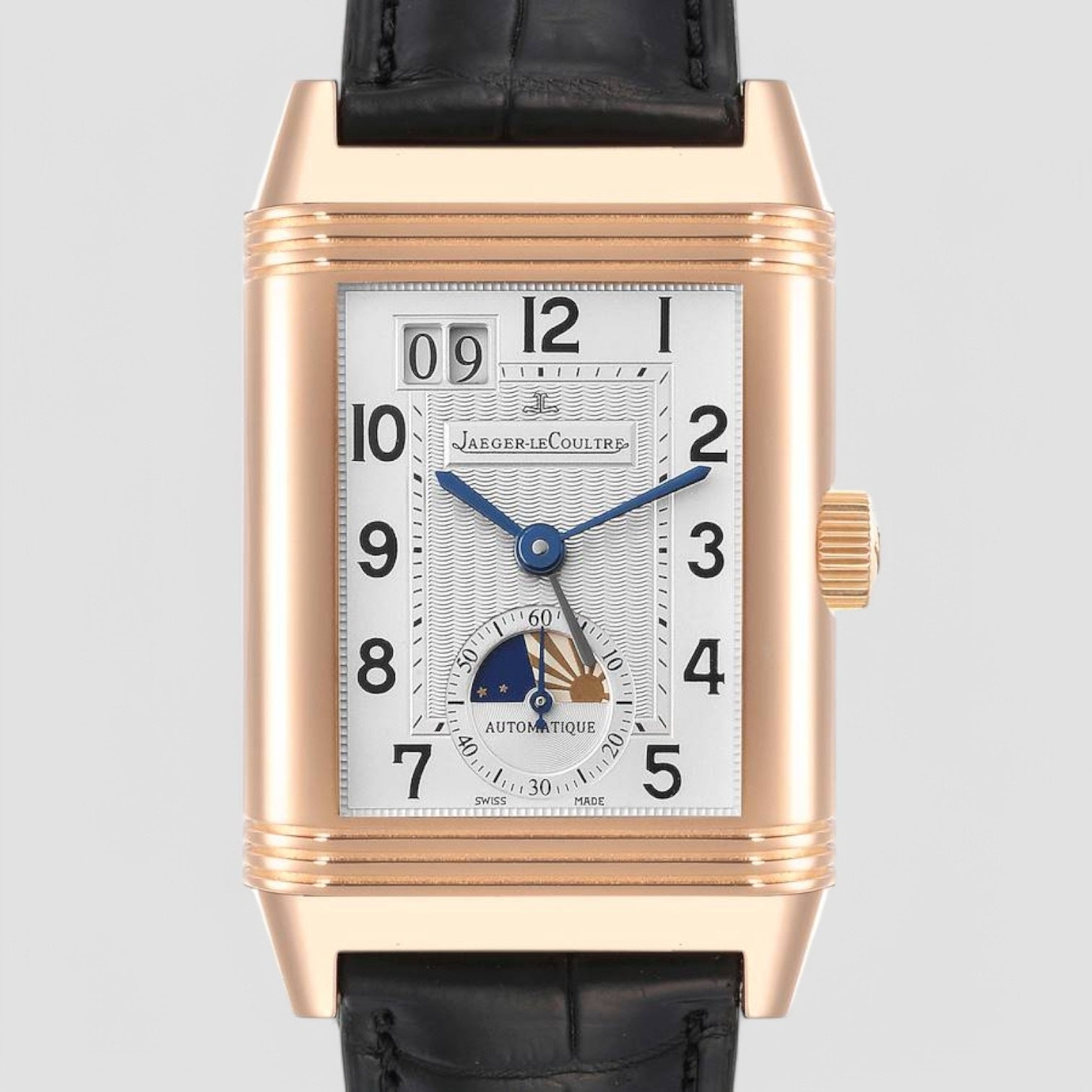 Grande Reverso Sun Moon Dual Time Rose Gold Mens Watch