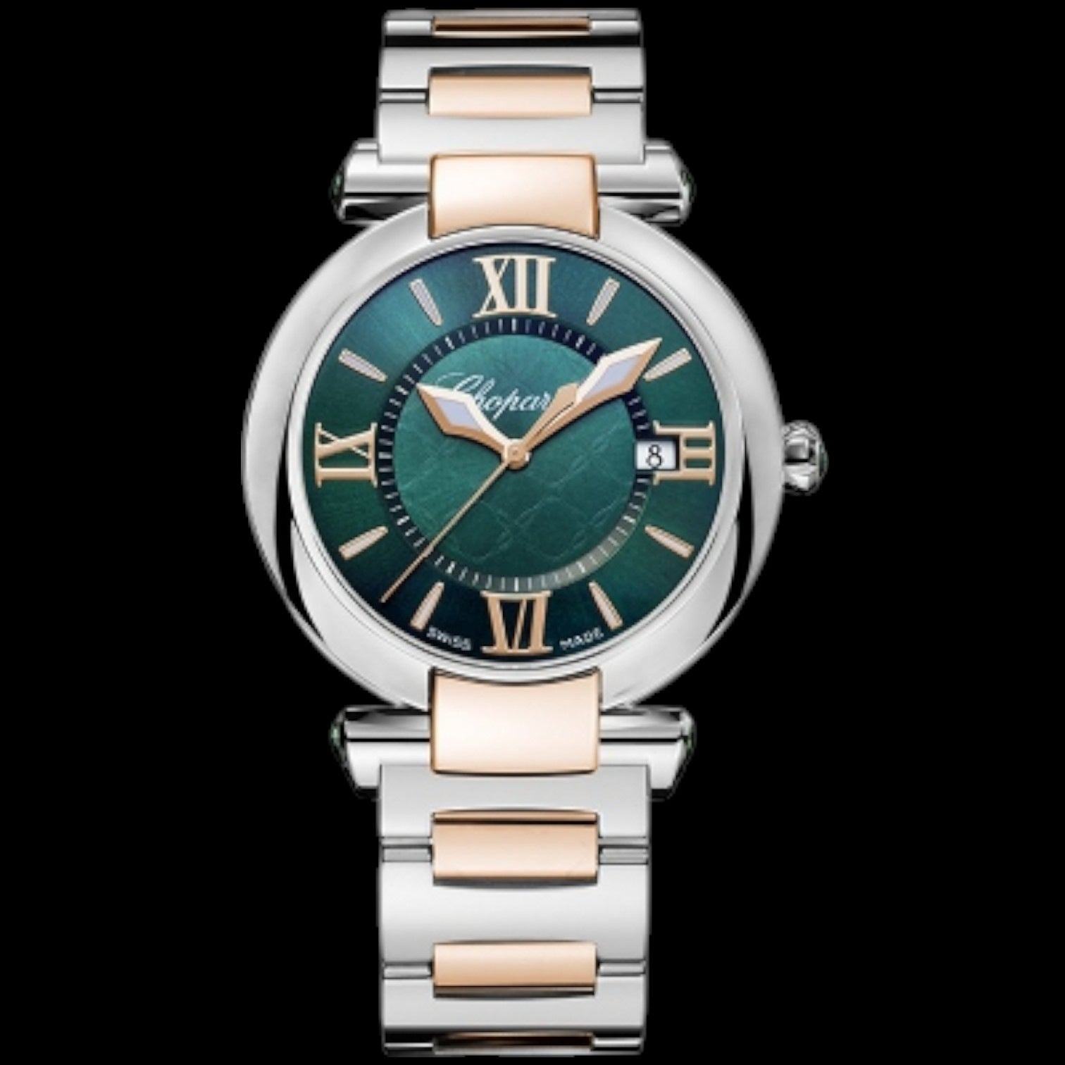 Imperiale Green Dial Stainless Steel and 18kt Rose Gold Ladies Watch
