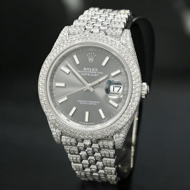 DATEJUST 41MM - JUBILEE FULL HONEYCOMB RHODIUM - Iced out