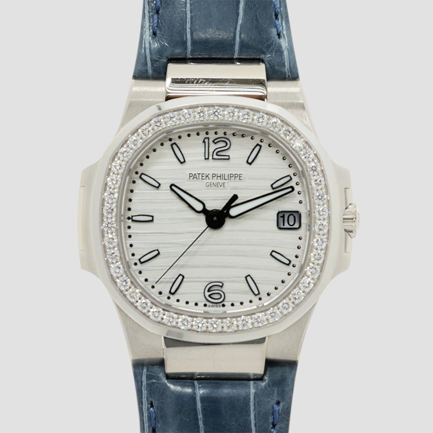 Nautilus Ladies White Gold Silver Dial